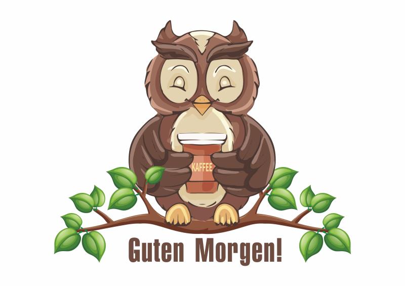 Wandtattoo Küche Deko Ast mit Eule Guten Morgen Kaffee Coffee - FOTOFOL