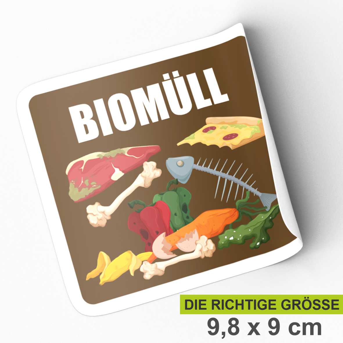 6er Set Aufkleber Mülltrennung Abfalleimer Mülltonne - Gelber Sack, Altglas, Altpapier, Restmüll, Biomüll, Pfand - Aufkleber 9,8 x 9 cm für Innen - FOTOFOL