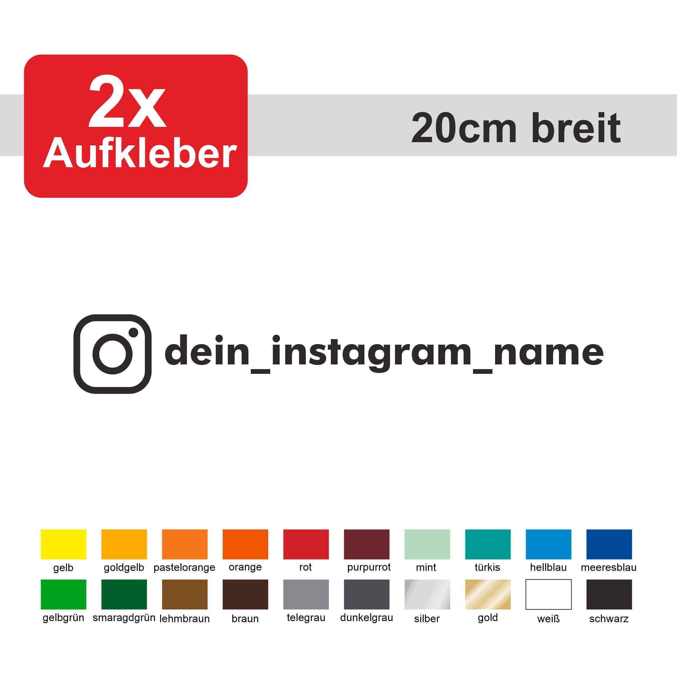 2x Aufkleber Instagram  WUNSCHTEXT 20cm breit - FOTOFOL
