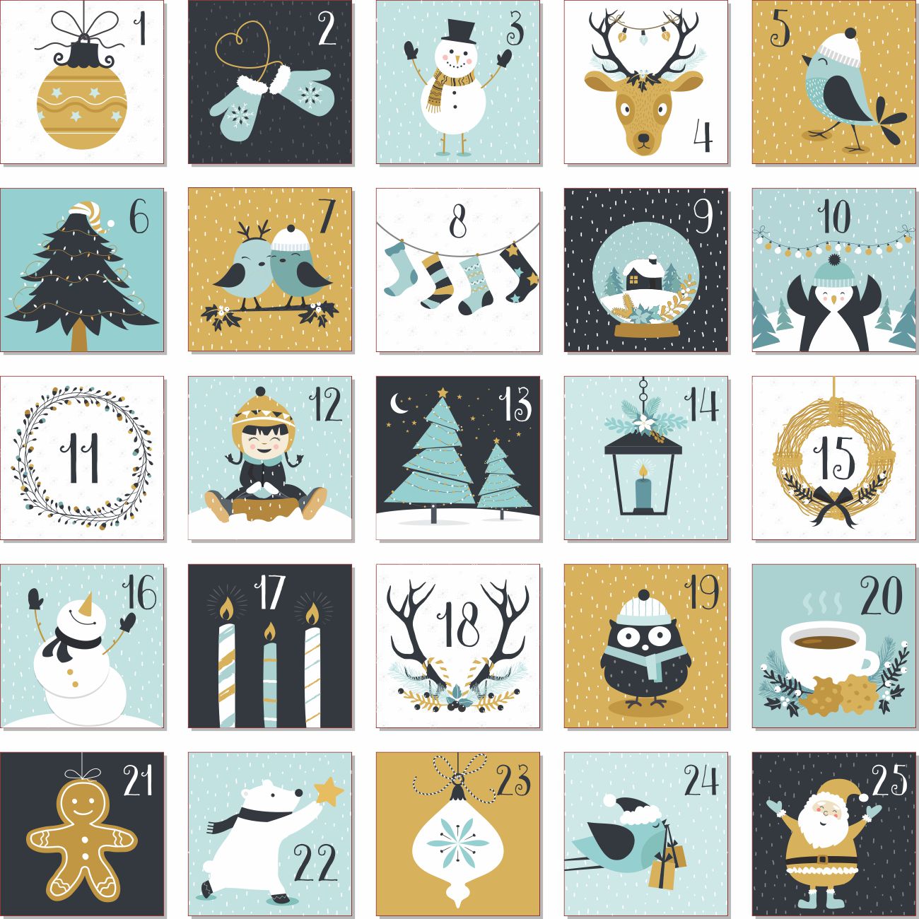 Aufkleber für Adventskalender - Adventszahlen, Christmas, Weihnachten - FOTOFOL
