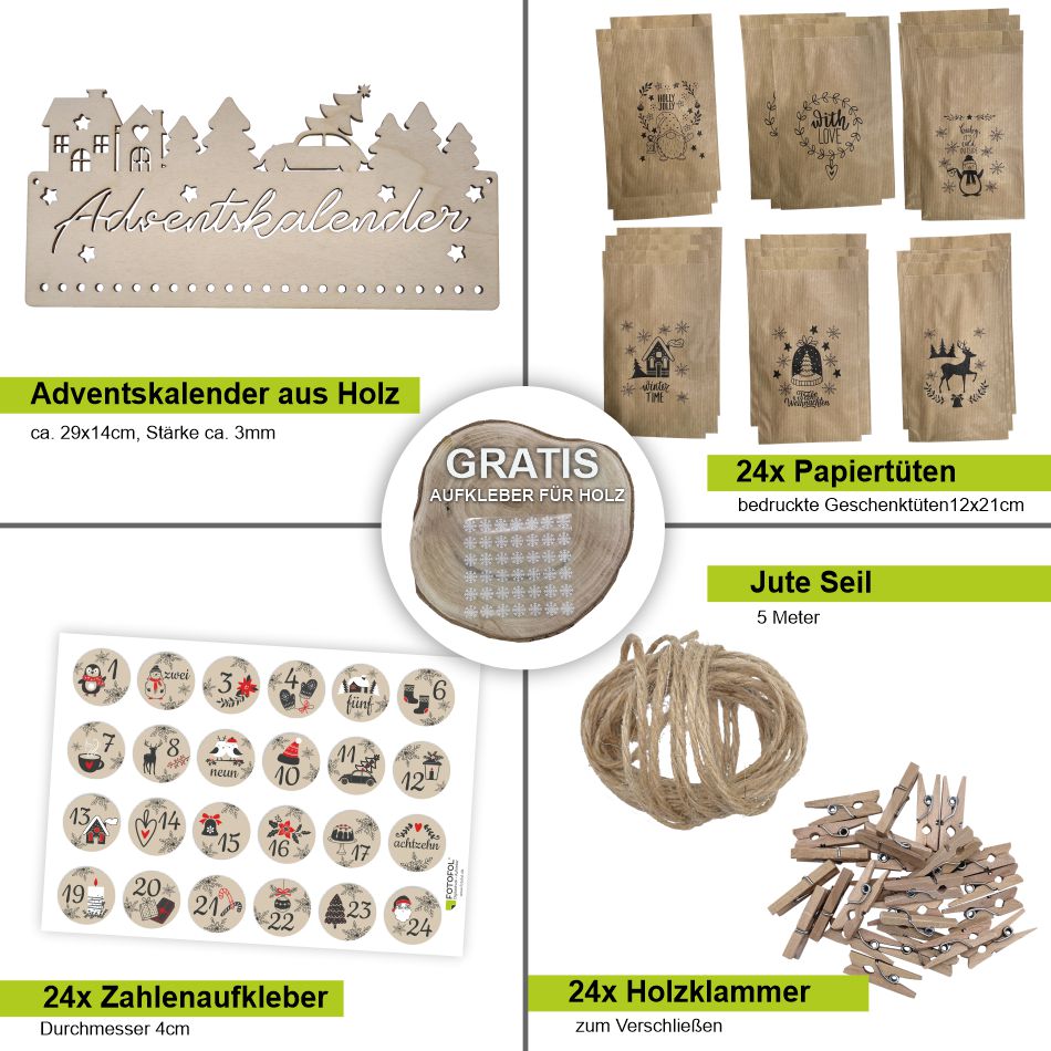 Adventskalender aus natürlichem Birkensperrholz - selbst basteln