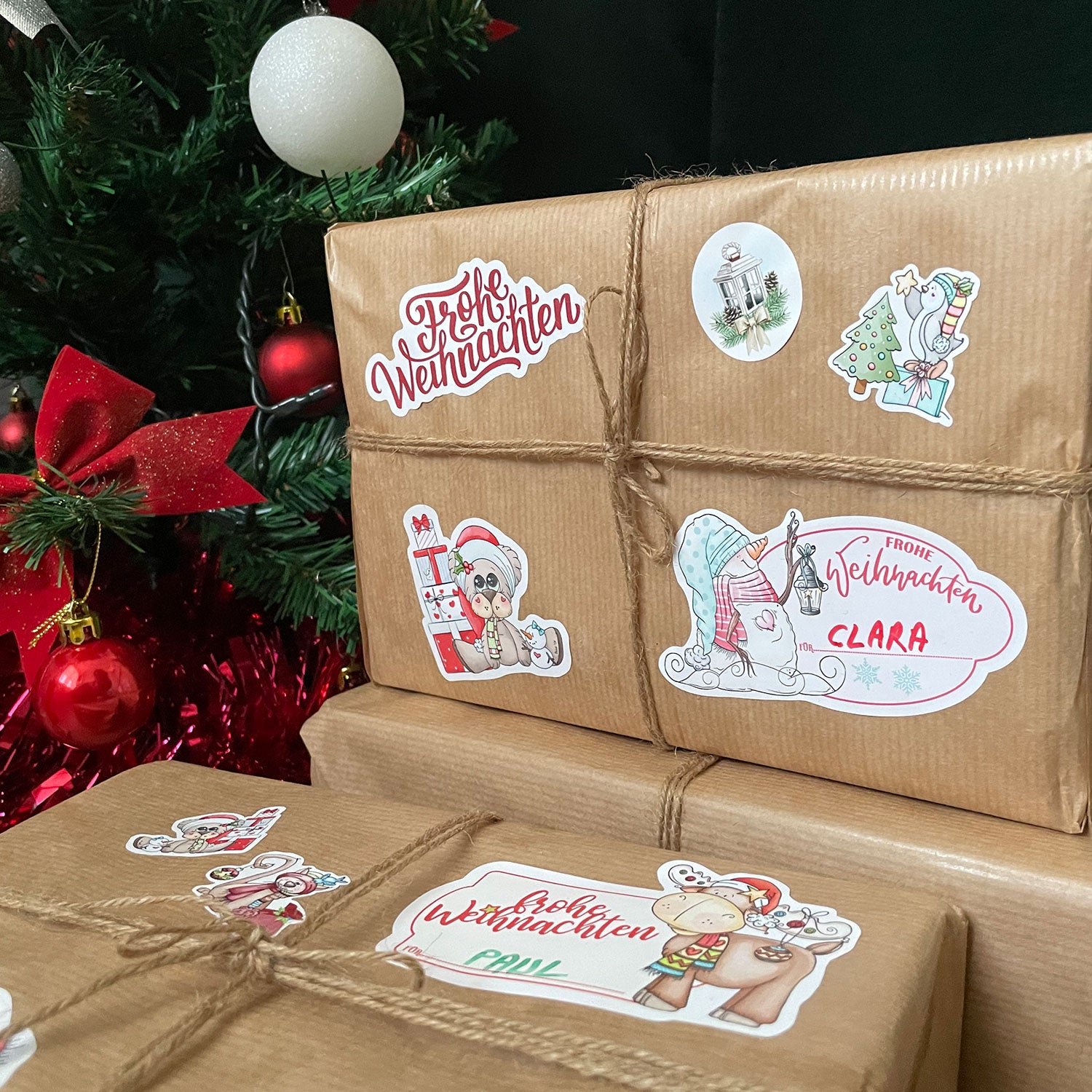 Set Aufkleber Weihnachten - Geschenkaufkleber - Weihnachtsaufkleber zum Beschreiben - FOTOFOL