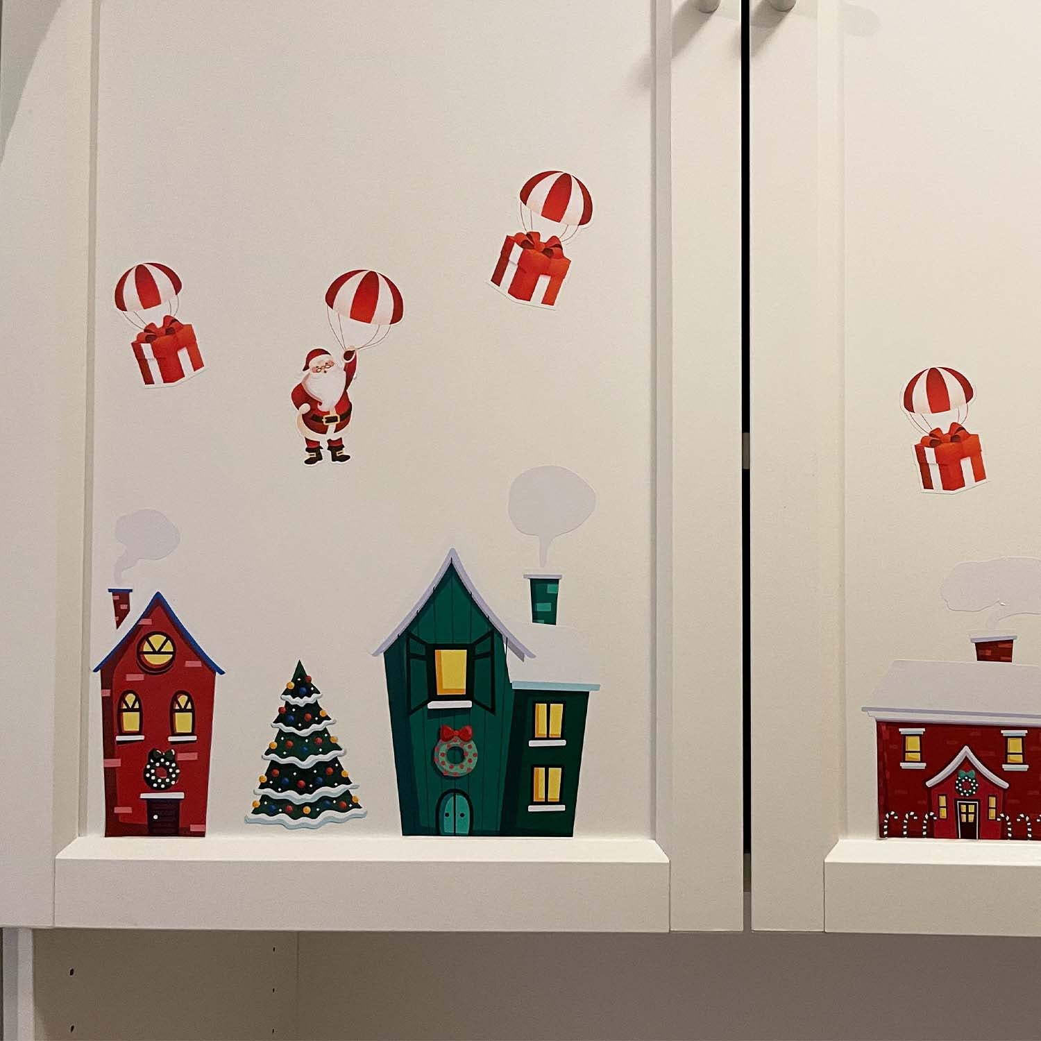 Aufkleber Weihnachten Häuser - Weihnachtsmann-Geschenke, Weihnachtsdekoration –  Möbel, Kühlschrank, Fenster, Wand, Laptop