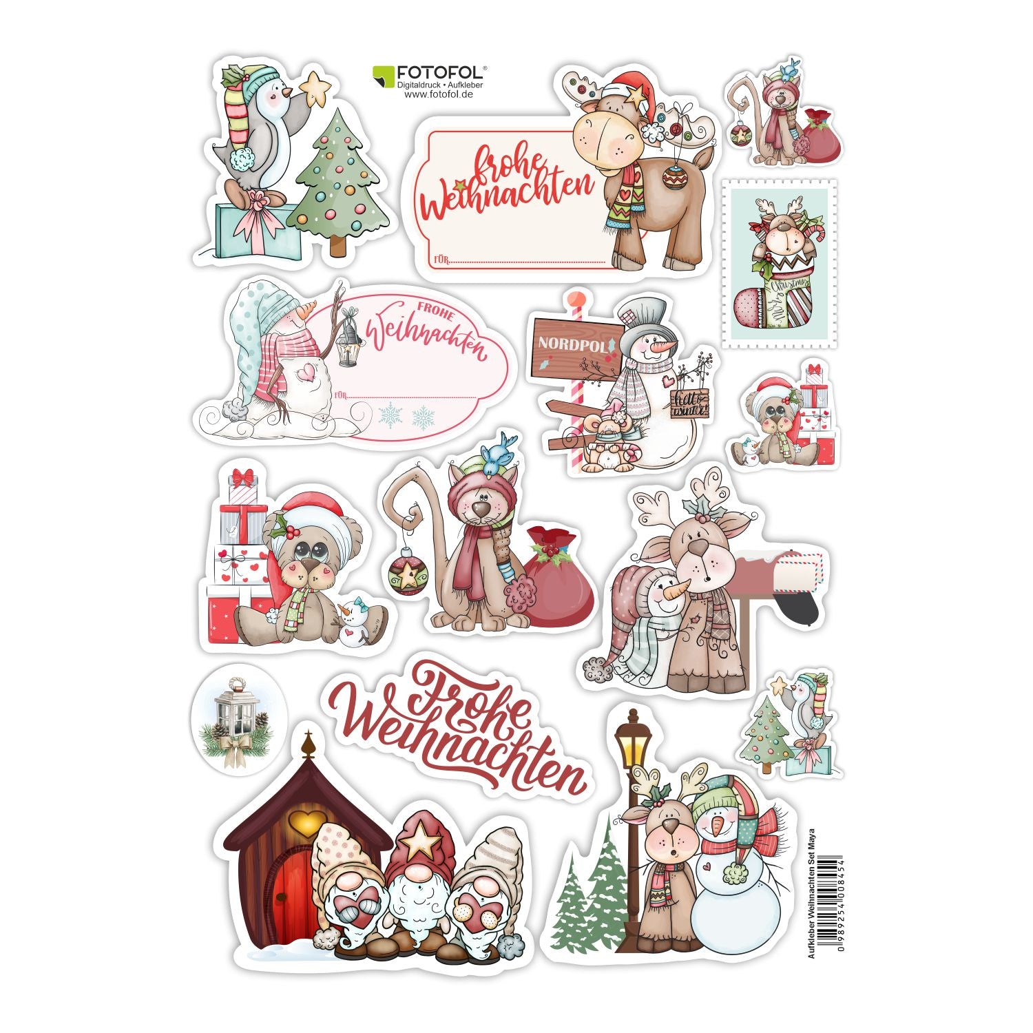 Set Aufkleber Weihnachten - Geschenkaufkleber - Weihnachtsaufkleber zum Beschreiben - FOTOFOL