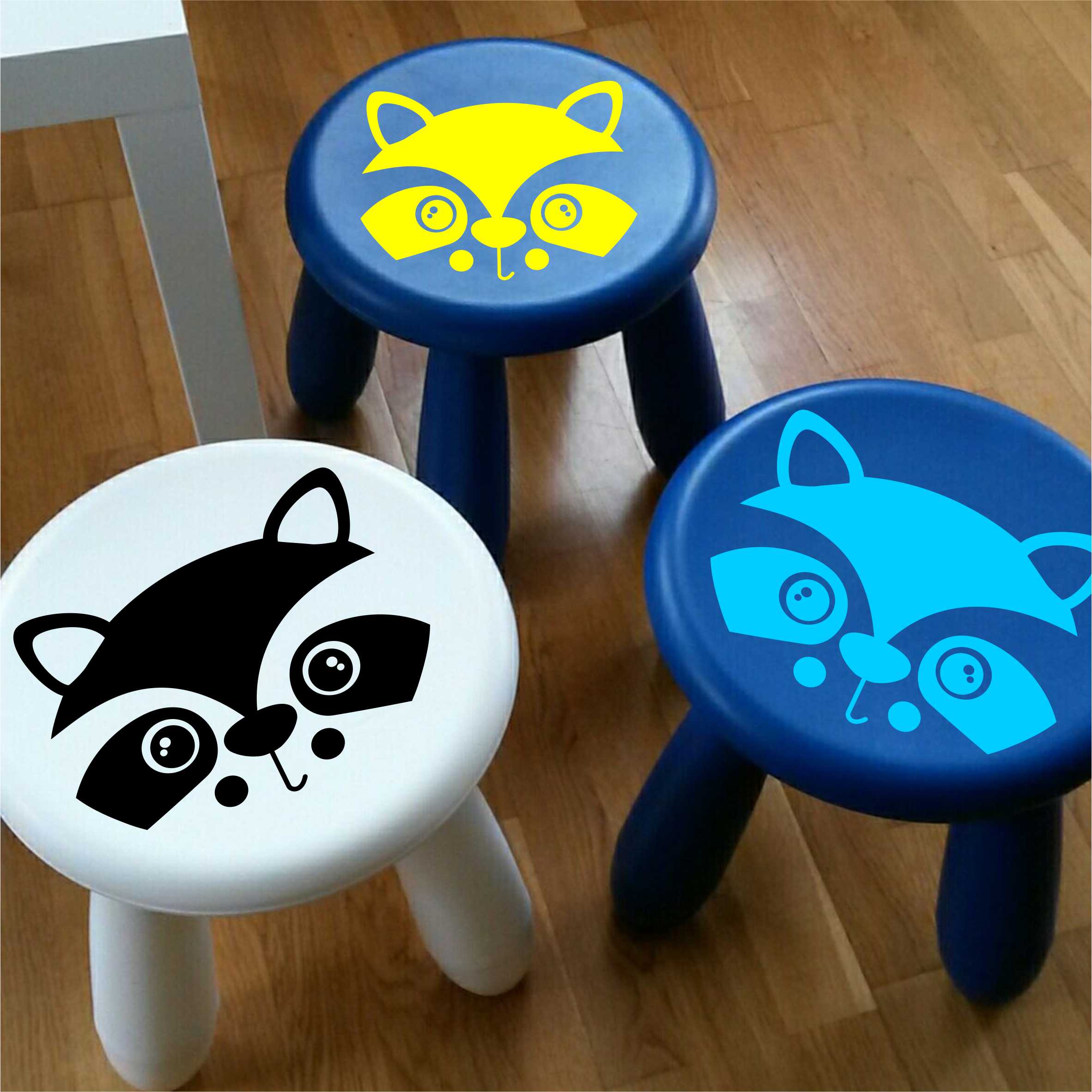 Aufkleber Sticker Waschbär passt für IKEA ANTILOP MAMMUT Kinderstuhl Hocker Kinder - FOTOFOL