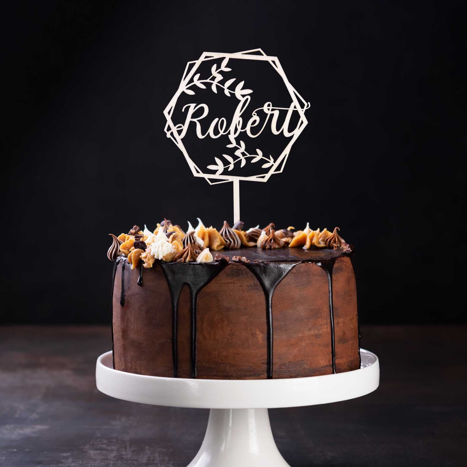 CAKE TOPPER Hexagon Wunschname personalisiert- Tortendeko & Kuchendeko - FOTOFOL