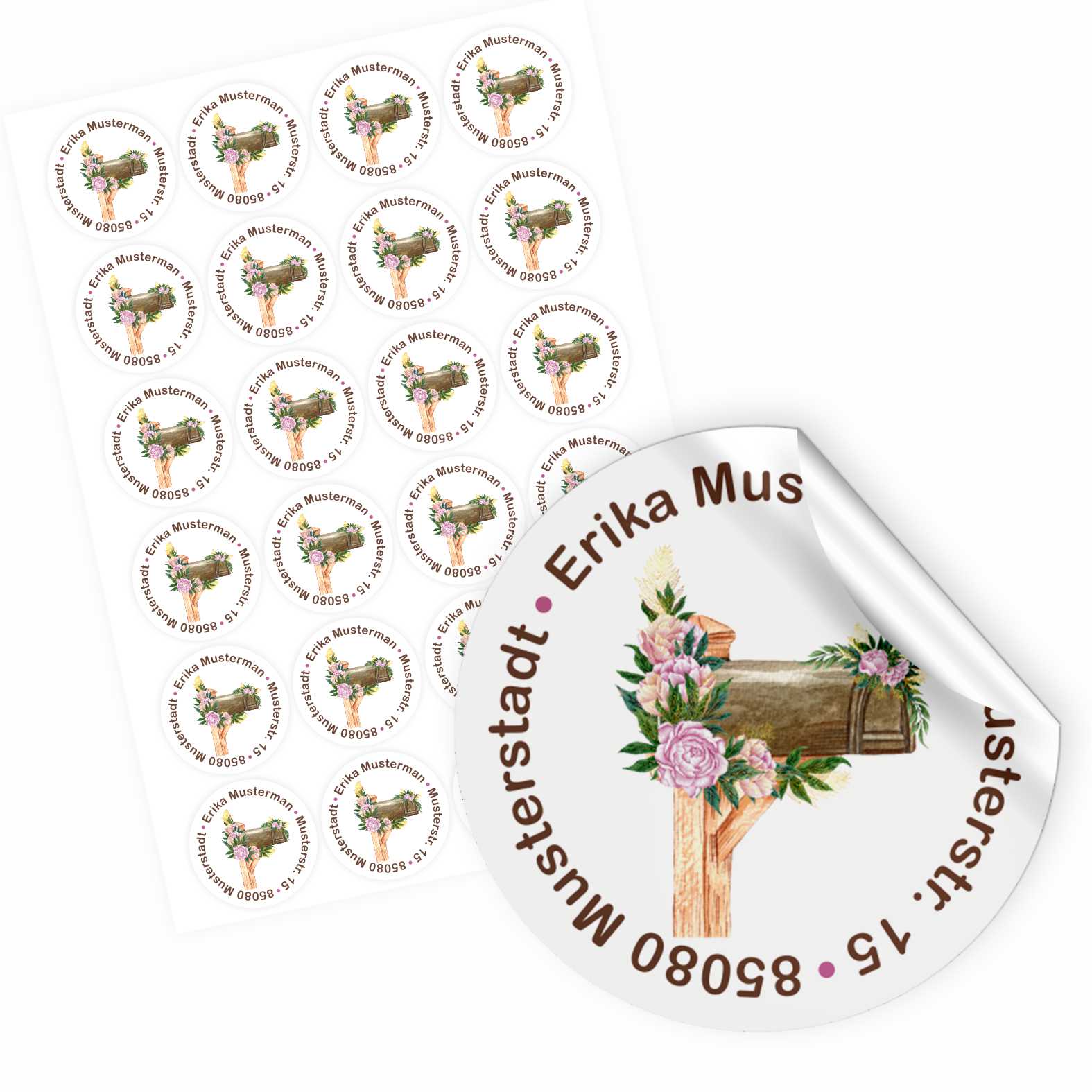 Personalisierte Adressaufkleber - Personalisierte Aufkleber mit Name und Adresse - 24 Stück - 4,5cm