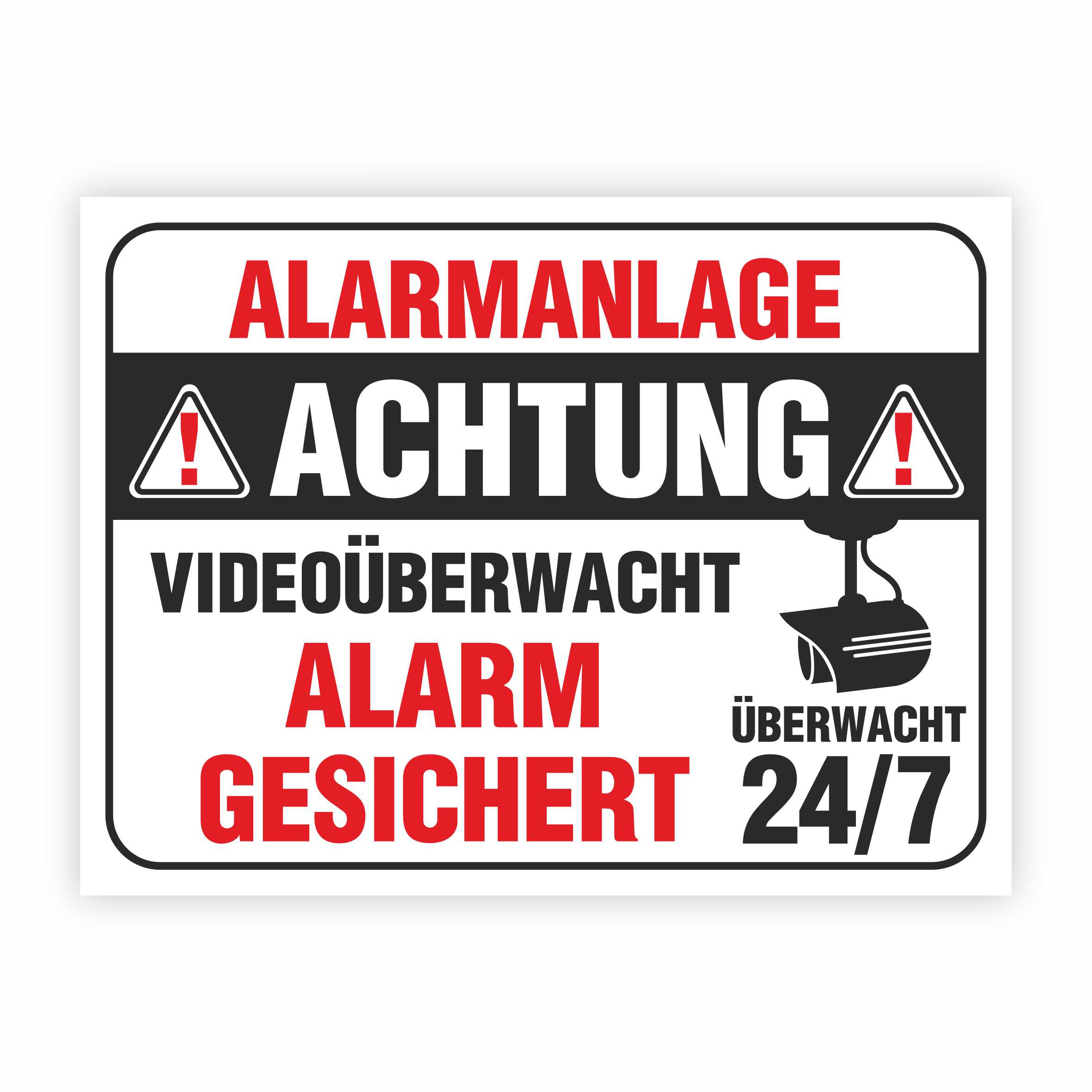 Aufkleber "Alarmgesichert Alarmanlage Videoüberwacht 24/7" - FOTOFOL