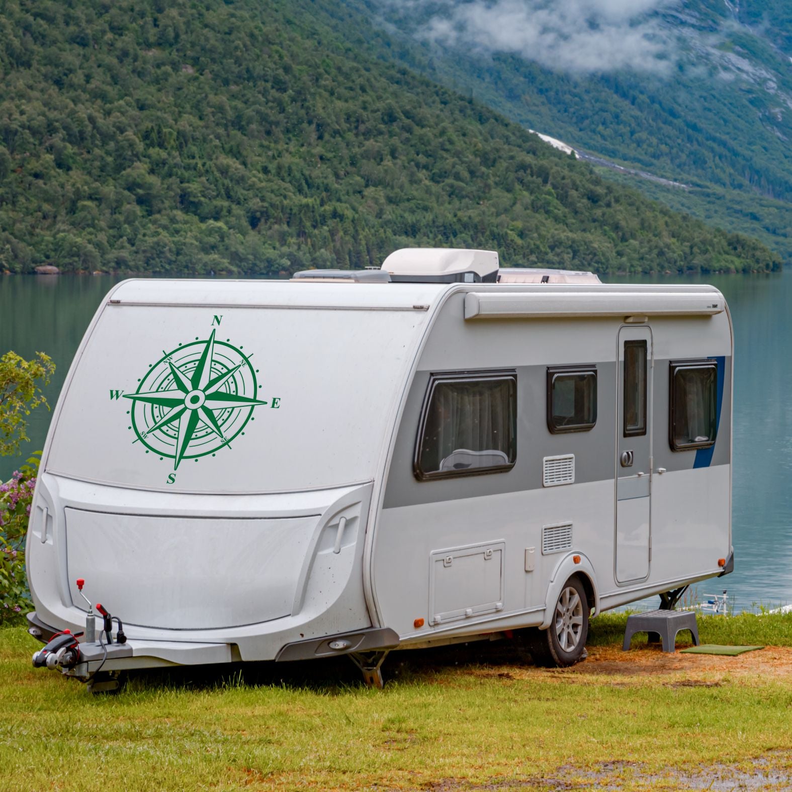 Aufkleber Kompass Windrose 60x60cm Aufkleber für Camper, Wohnmobil - FOTOFOL