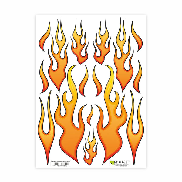 Feuer Flammen Aufkleber Set  - für Auto, Fahrzeuge, Roller, Moped,  Fahrrad, Laptop, Smartphone, Bobby Car