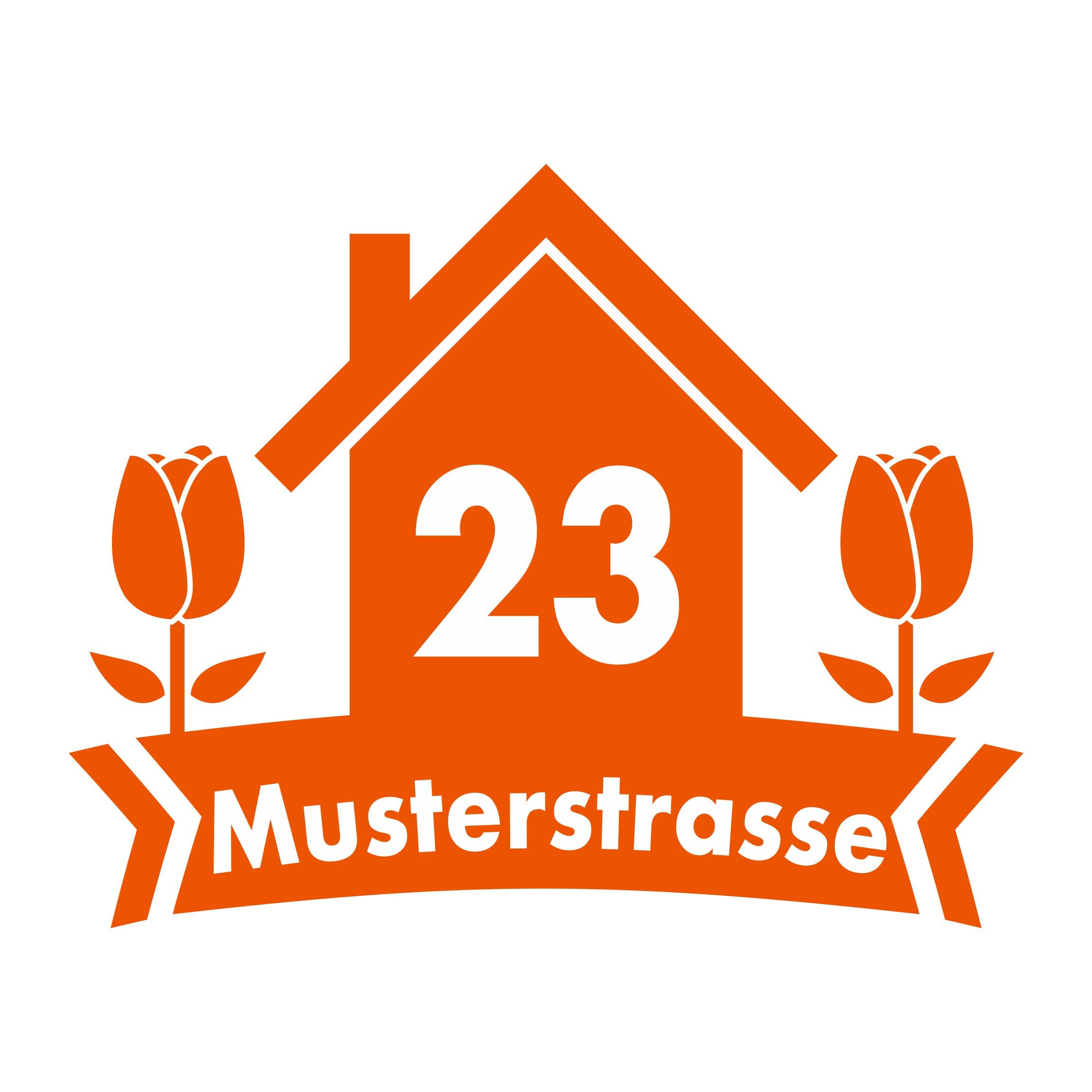 Mülltonne Aufkleber personalisierbar mit Hausnummer und Strasse - Haus Blumen