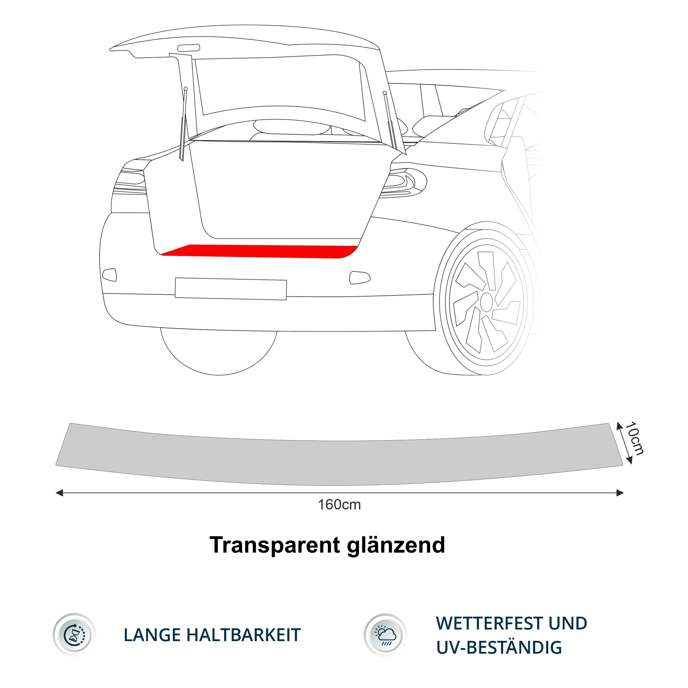 Schutzfolie Auto Ladekante Universal 160cm x 10cm
