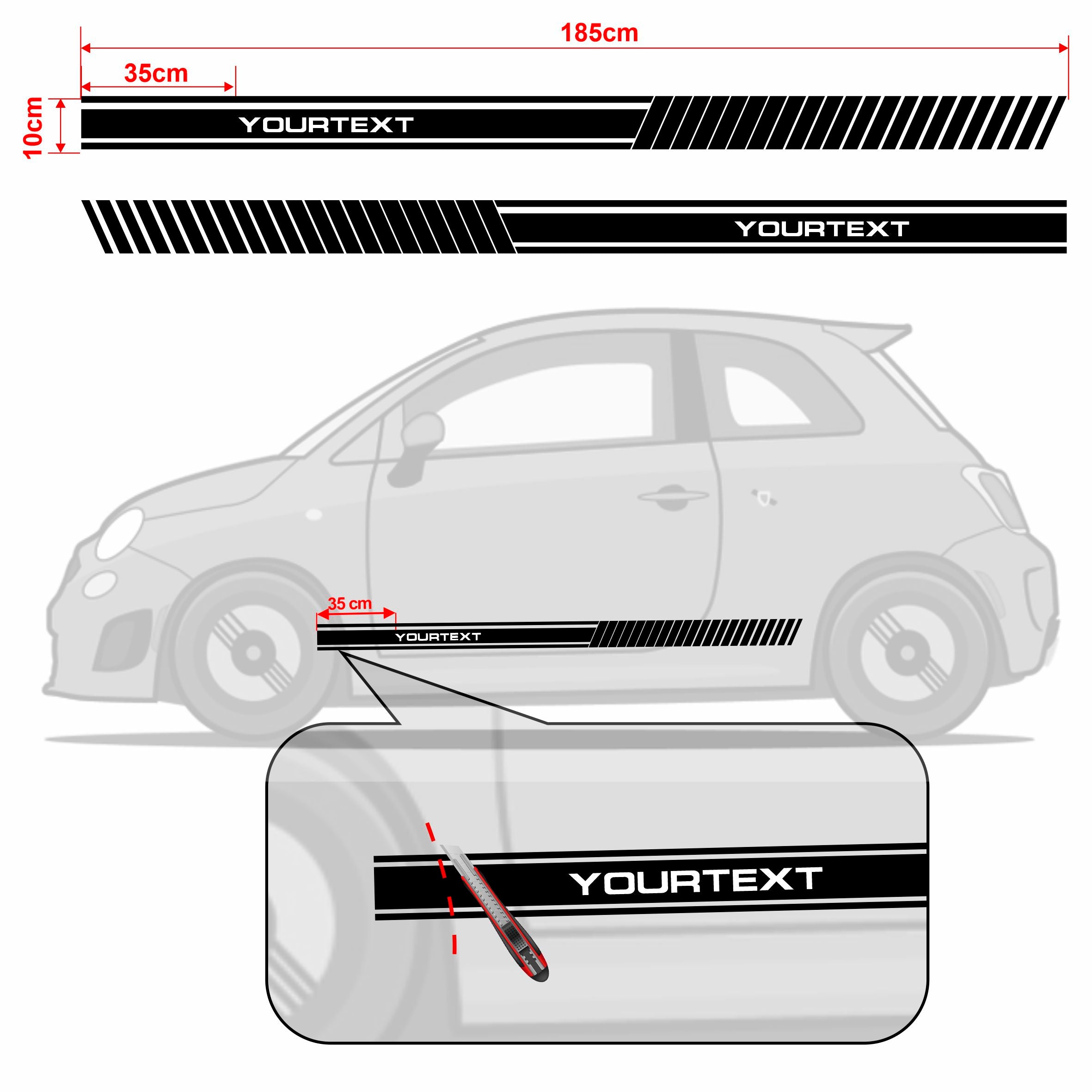 Aufkleber Auto Fiat ABARTH Seitenstreifen Sportstreifen