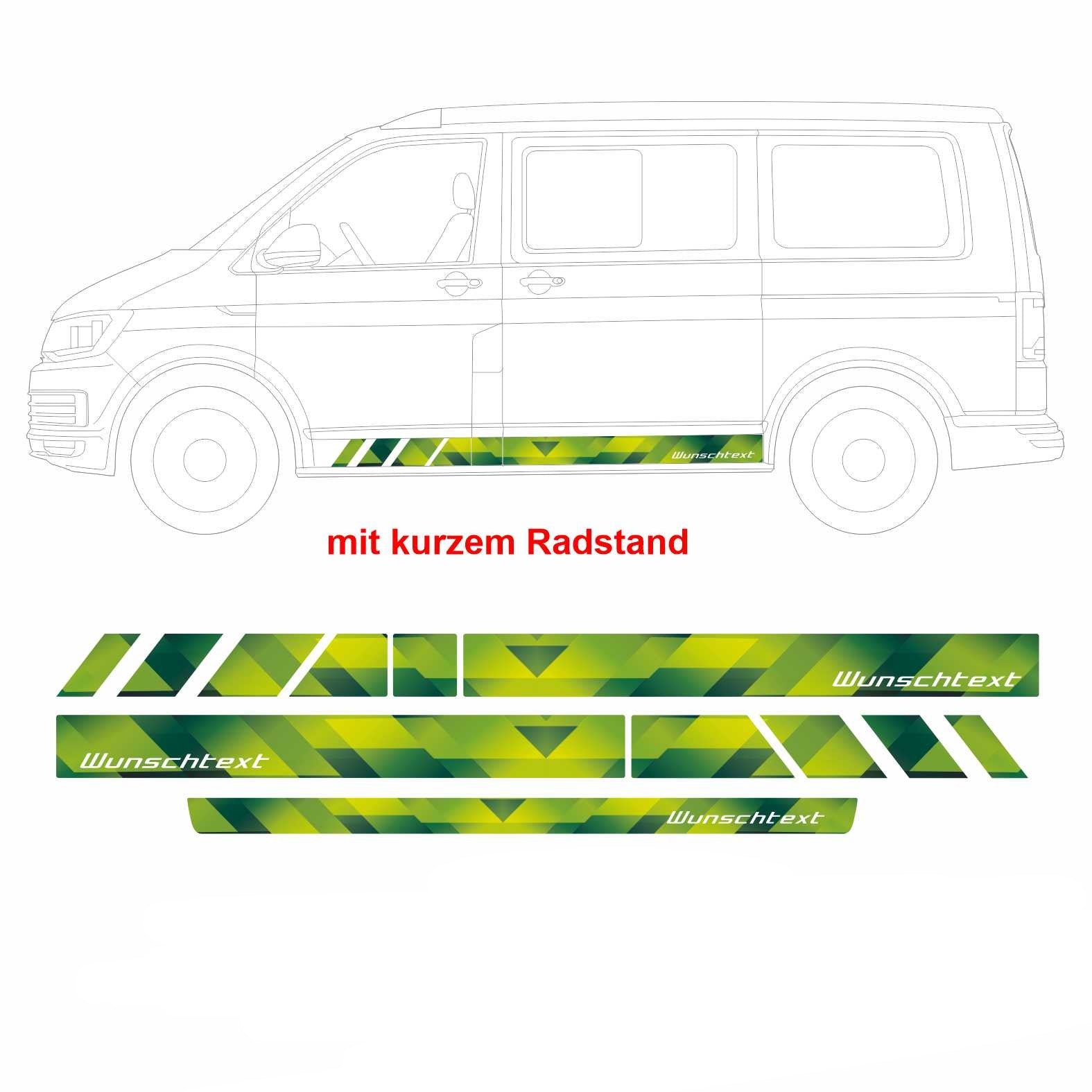 Seitenstreifen Digitaldruck mit Wunschtext, Logo passend für VW T6.1, T6, T5 Multivan, Bulli, Transporter  (kurzer Radstand)