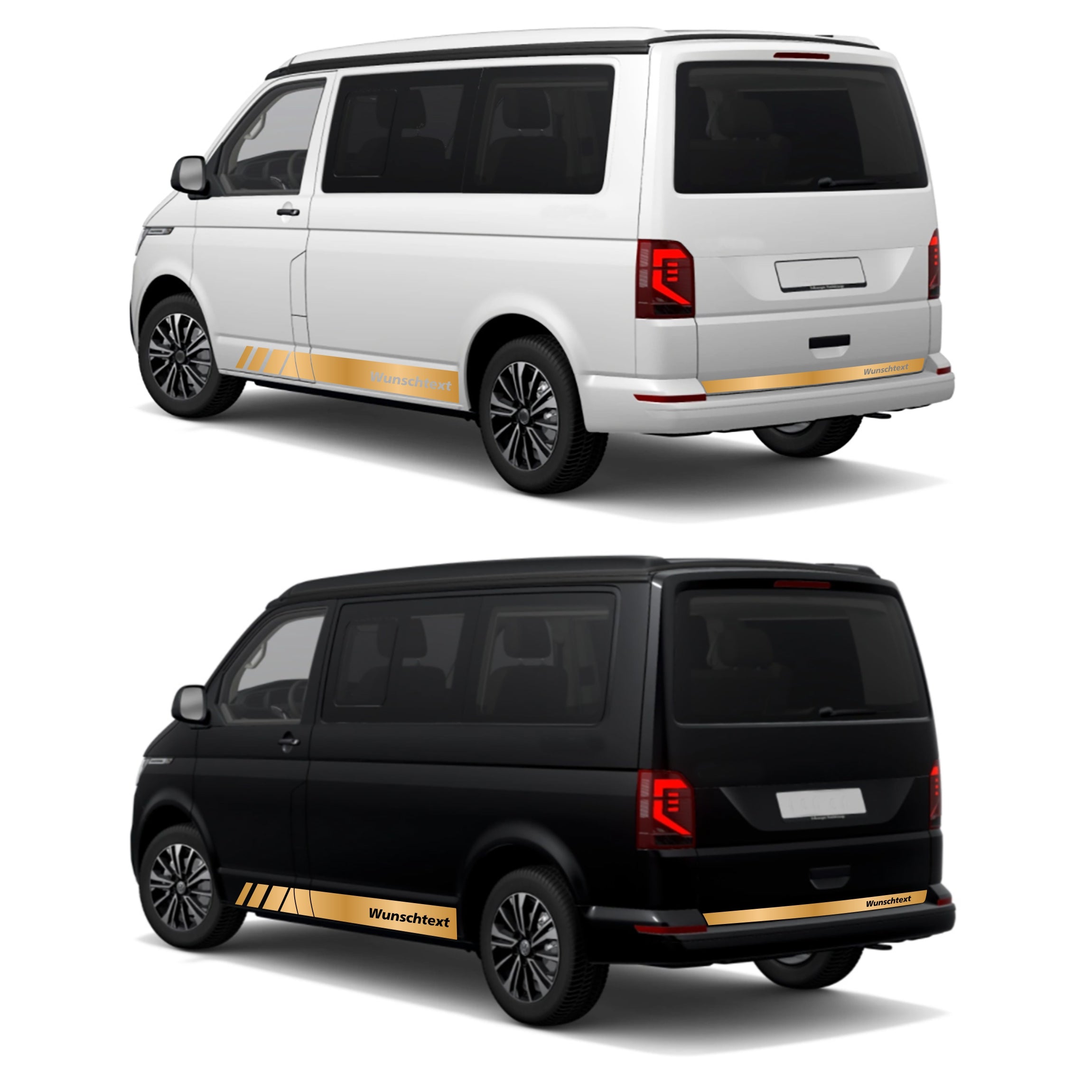 Seitenstreifen passend für VW T6.1, T6, T5, Multivan, Bulli, Wunschtext, Seitenaufkleber  + Rakel - FOTOFOL