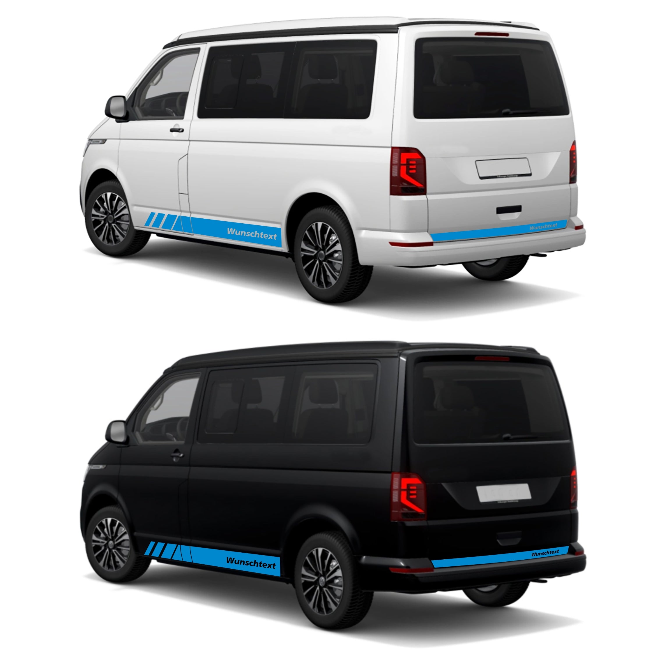 Seitenstreifen passend für VW T6.1, T6, T5, Multivan, Bulli, Wunschtext, Seitenaufkleber  + Rakel - FOTOFOL