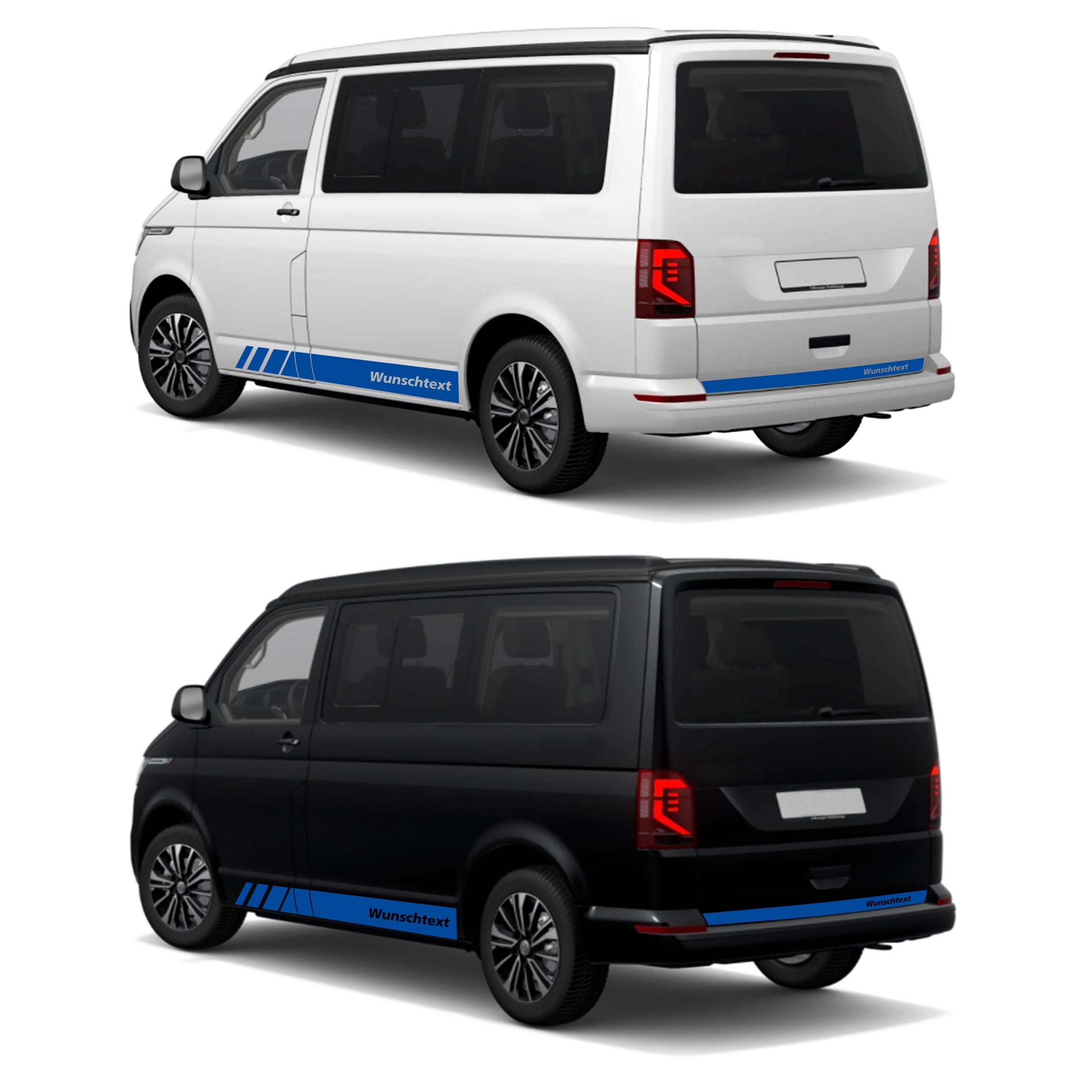 Seitenstreifen passend für VW T6.1, T6, T5, Multivan, Bulli, Wunschtext, Seitenaufkleber  + Rakel - FOTOFOL