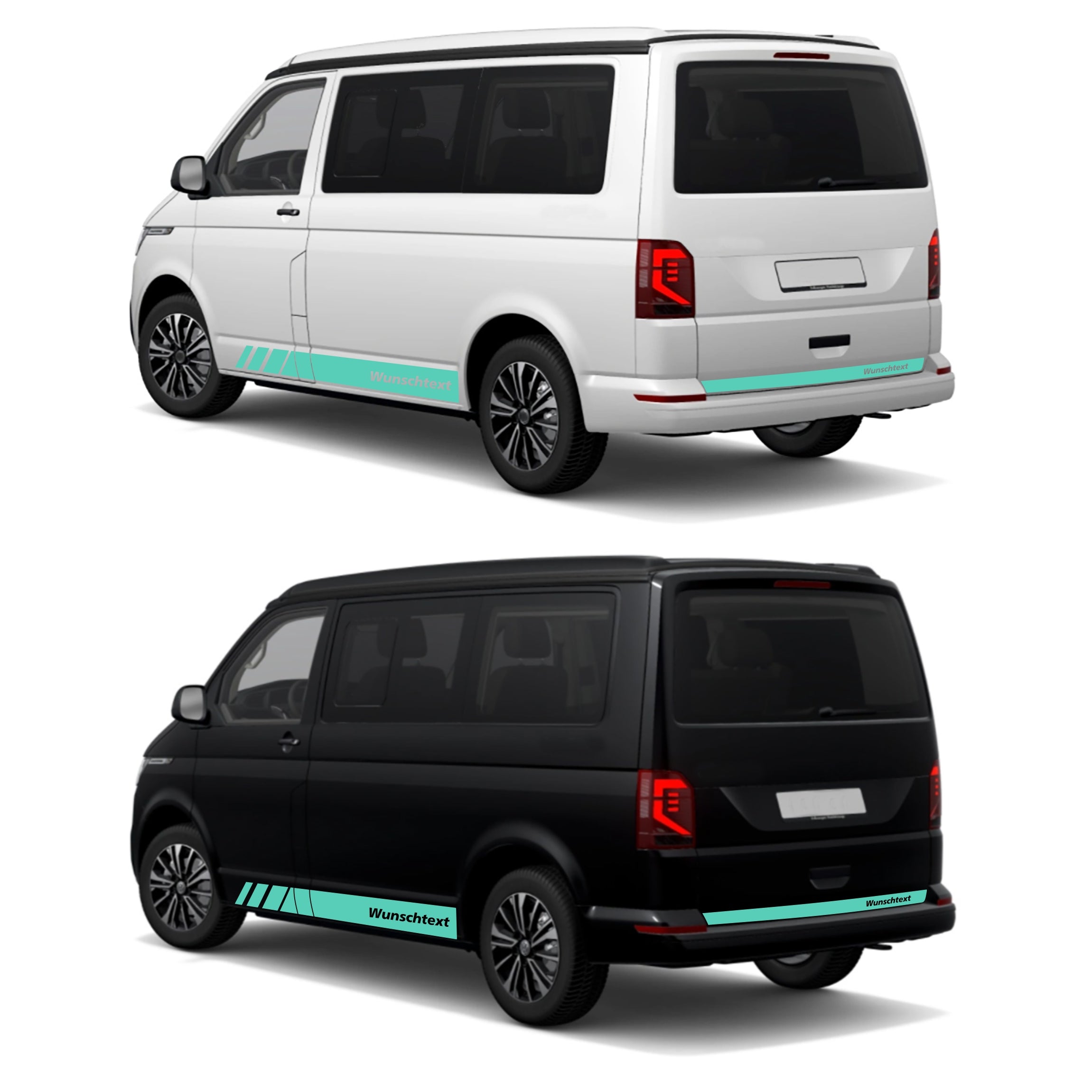 Seitenstreifen passend für VW T6.1, T6, T5, Multivan, Bulli, Wunschtext, Seitenaufkleber  + Rakel - FOTOFOL
