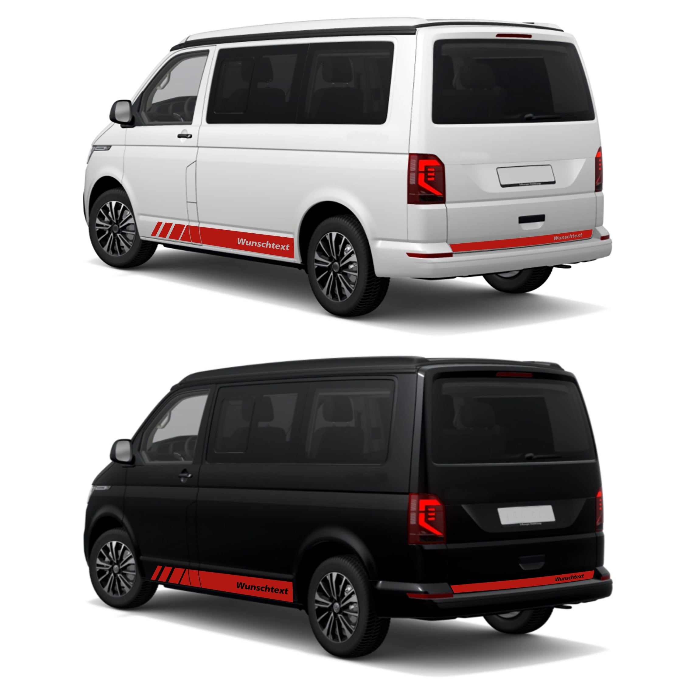 Seitenstreifen passend für VW T6.1, T6, T5, Multivan, Bulli, Wunschtext, Seitenaufkleber  + Rakel - FOTOFOL