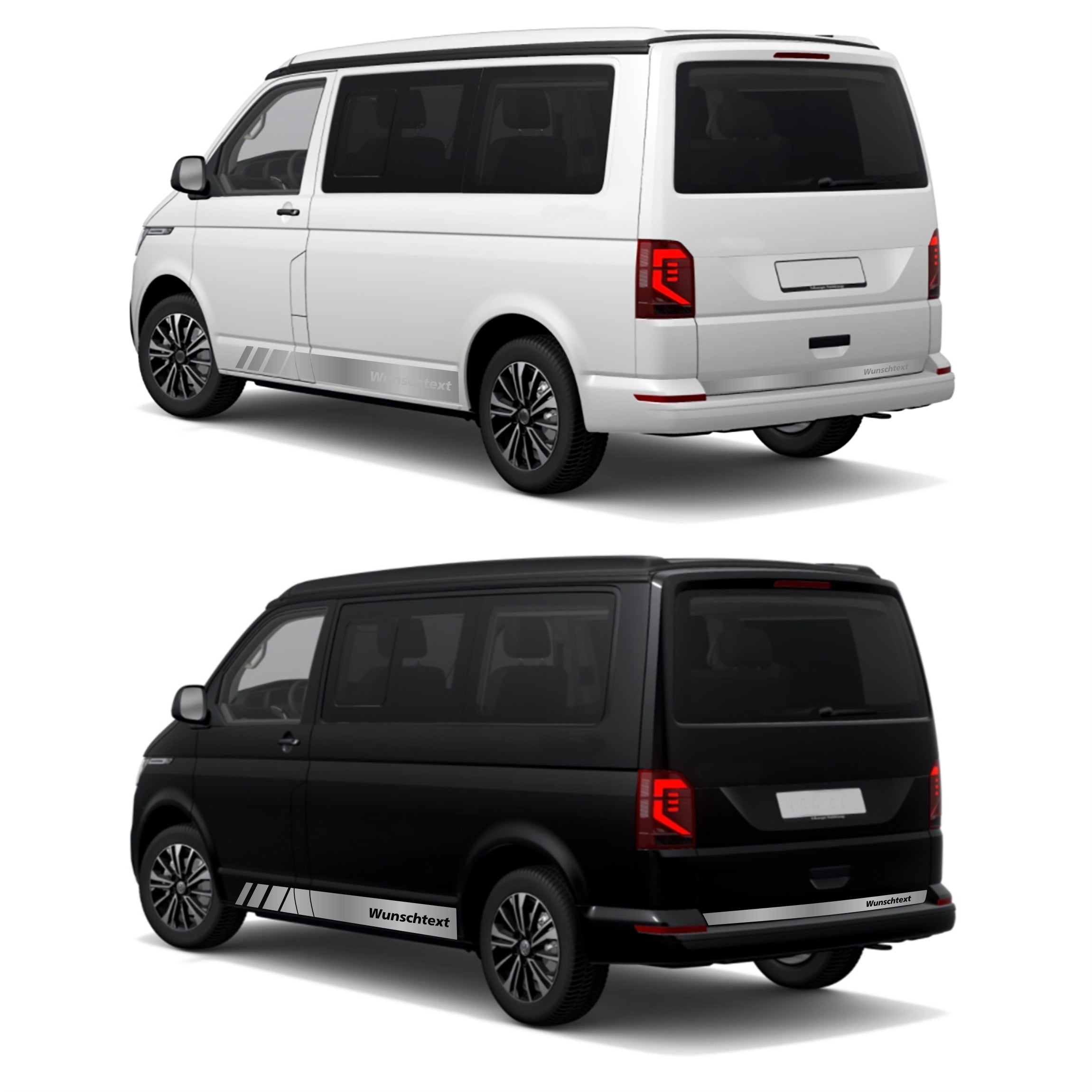 Seitenstreifen passend für VW T6.1, T6, T5, Multivan, Bulli, Wunschtext, Seitenaufkleber  + Rakel - FOTOFOL