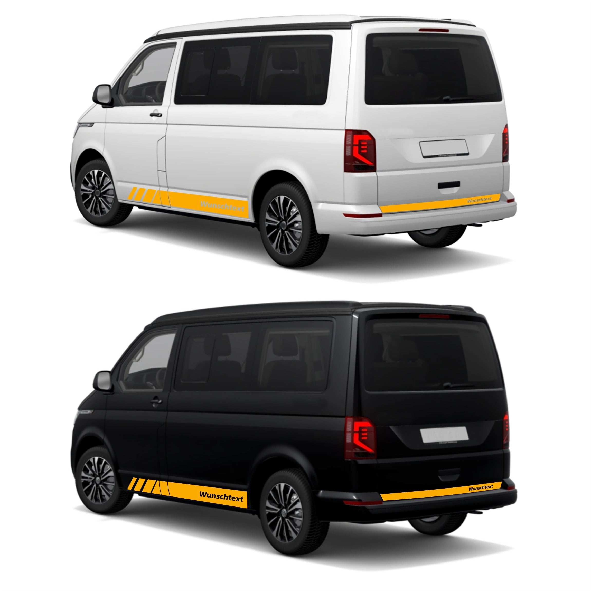 Seitenstreifen passend für VW T6.1, T6, T5, Multivan, Bulli, Wunschtext, Seitenaufkleber  + Rakel