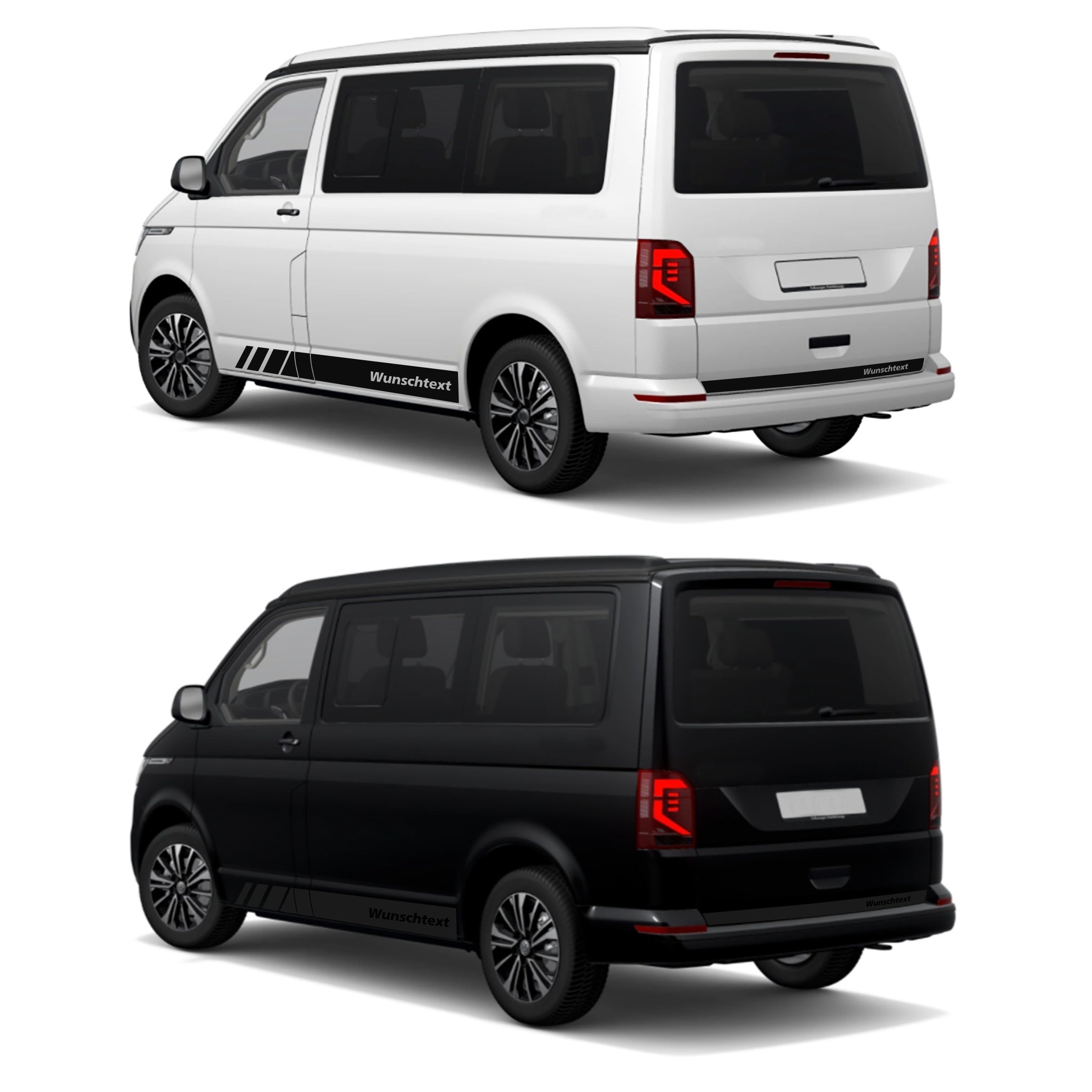 Seitenstreifen passend für VW T6.1, T6, T5, Multivan, Bulli, Wunschtext, Seitenaufkleber  + Rakel - FOTOFOL