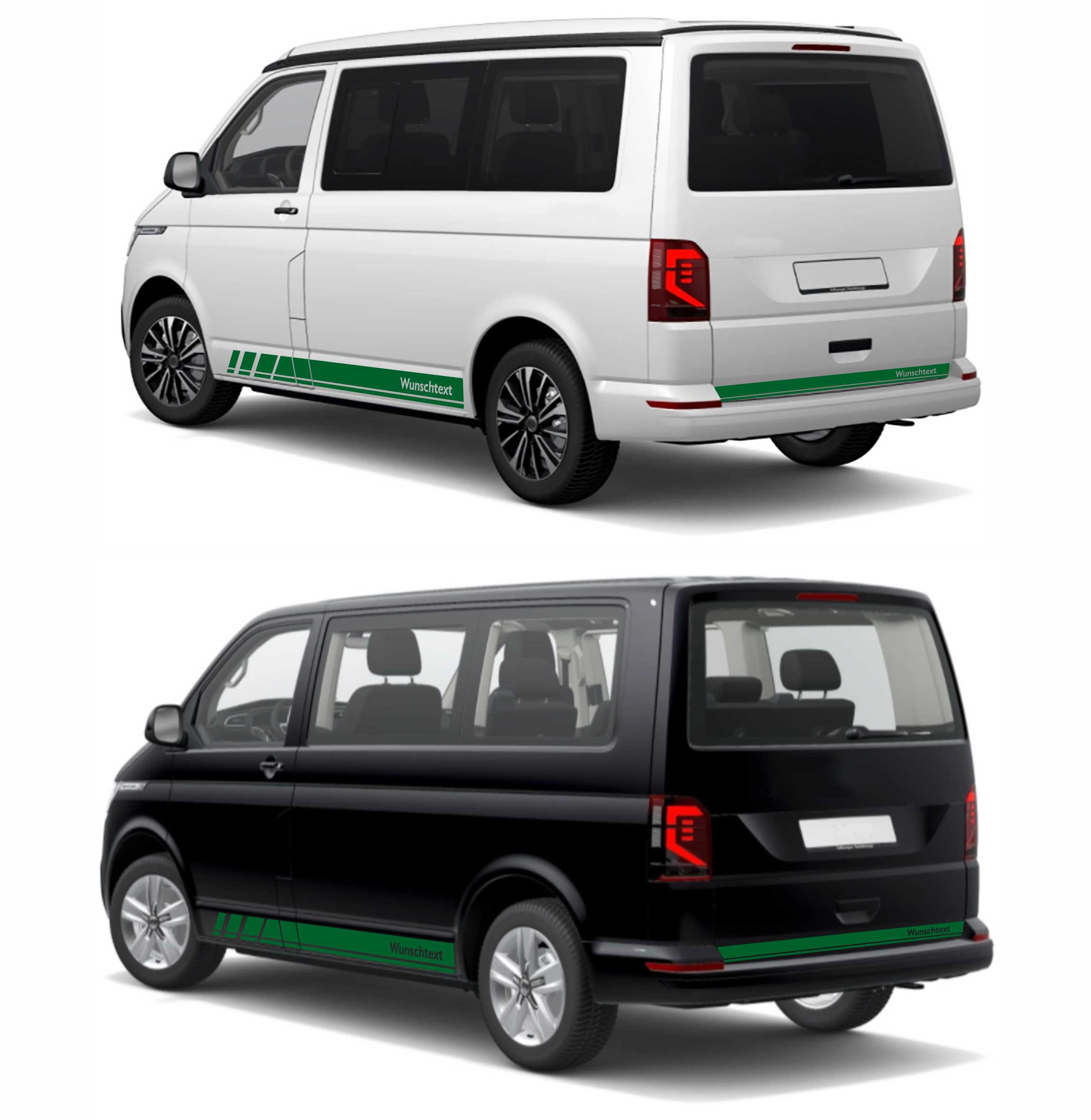 Seitenstreifen Zierstreifen passend für VW T6.1, T6, T5, Multivan, Bulli, Wunschtext, Seitenaufkleber + Rakel