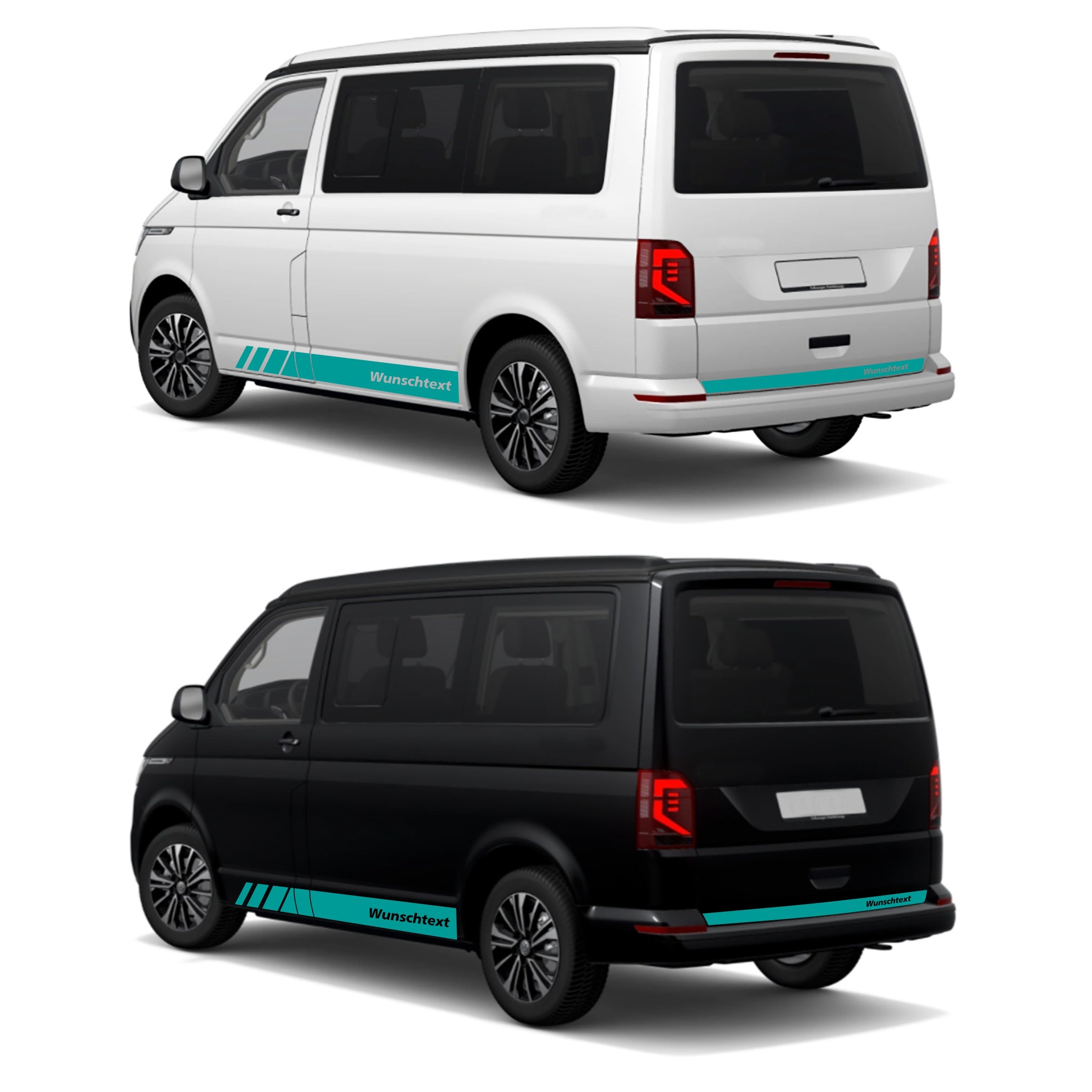 Seitenstreifen passend für VW T6.1, T6, T5, Multivan, Bulli, Wunschtext, Seitenaufkleber  + Rakel - FOTOFOL