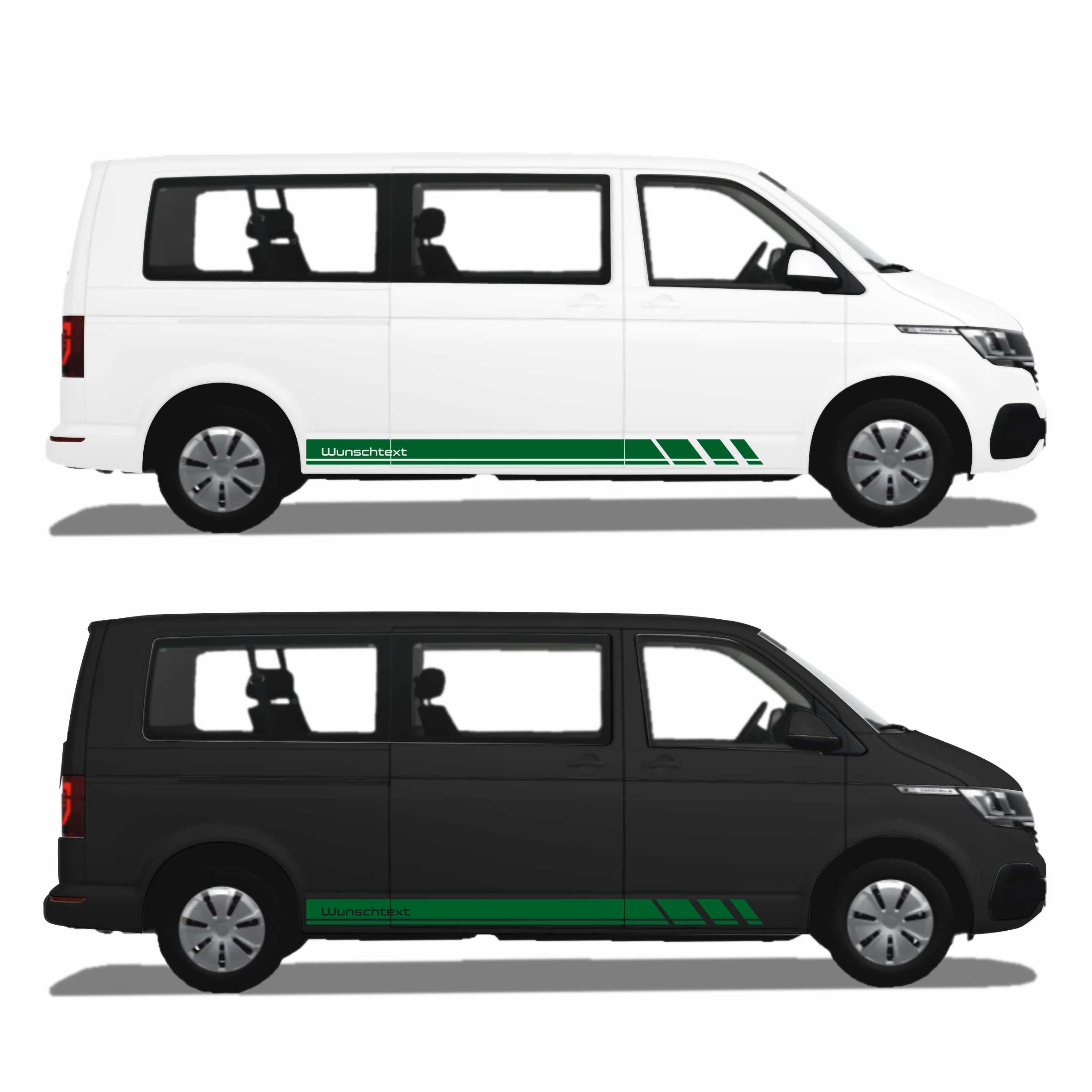 Seitenstreifen Zierstreifen passend für VW T6.1, T6, T5, Multivan, Bulli, Wunschtext, Seitenaufkleber + Rakel