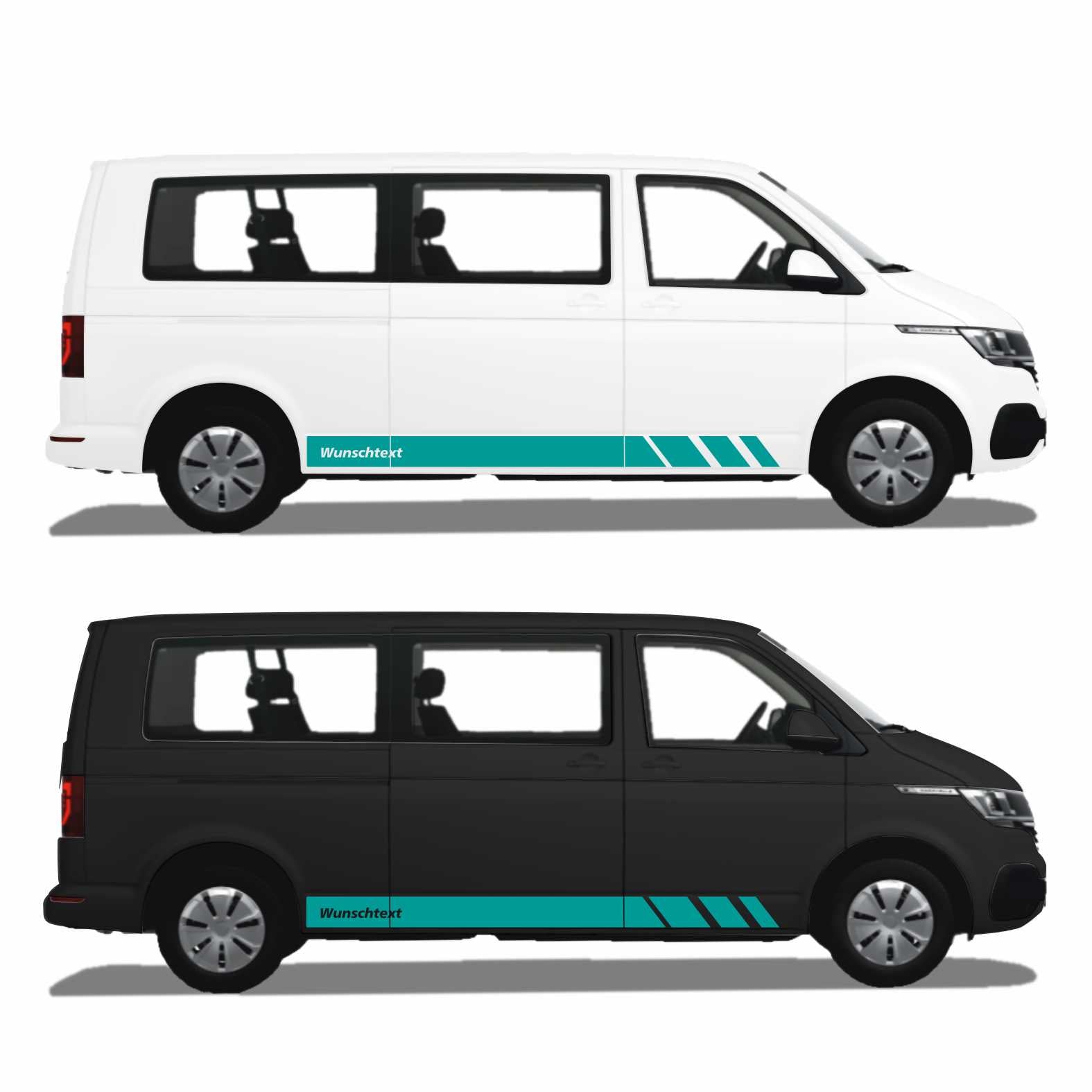 Seitenstreifen passend für VW T6.1, T6, T5, Multivan, Bulli, Wunschtext, Seitenaufkleber  + Rakel - FOTOFOL