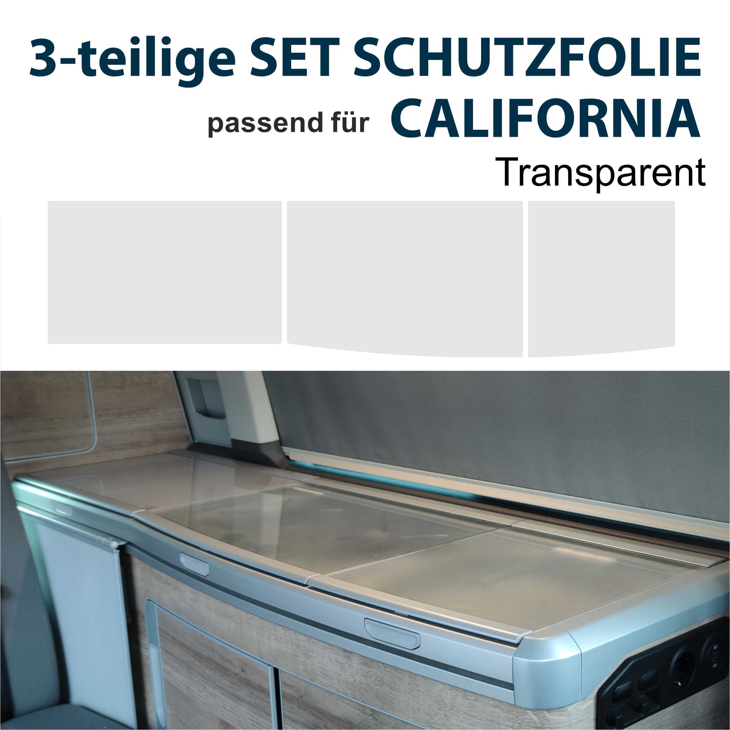 Schutzfolie Auto transparent - passend für VW T6.1 oder T6 California  Deckel Kühlschrank Kochfeld  Spülbecken California Coast Ocean Bulli - FOTOFOL