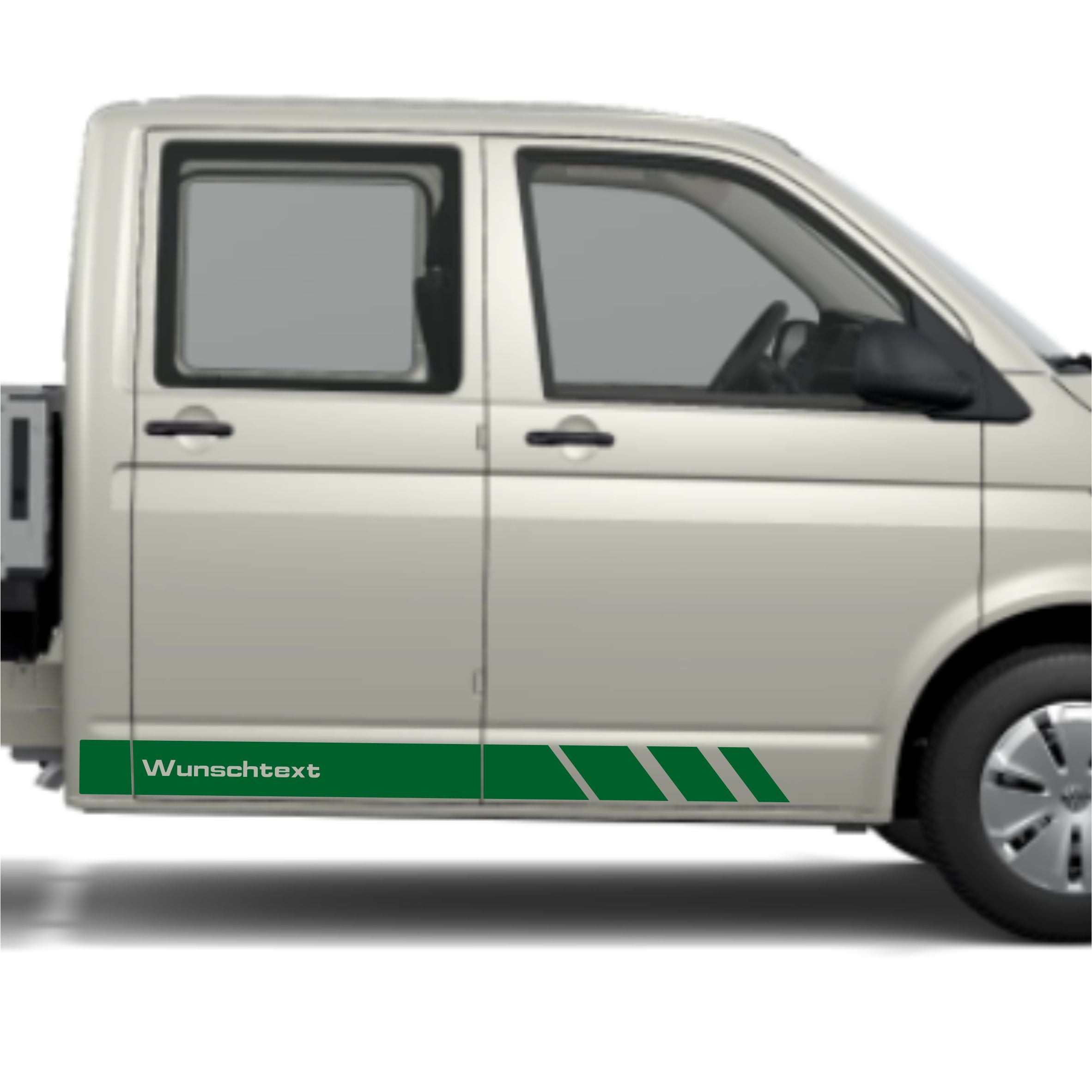 Seitenstreifen Aufkleber mit WUNSCHTEXT passend für VW Pritsche Doppelkabine