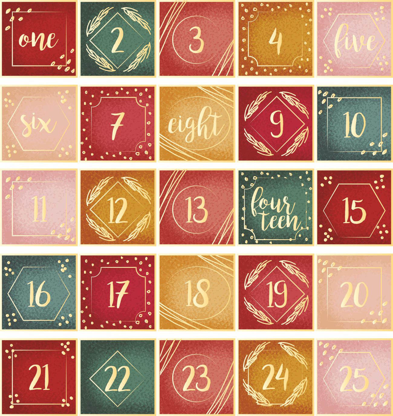 Aufkleber für Adventskalender - Adventszahlen, Christmas, Weihnachten - FOTOFOL