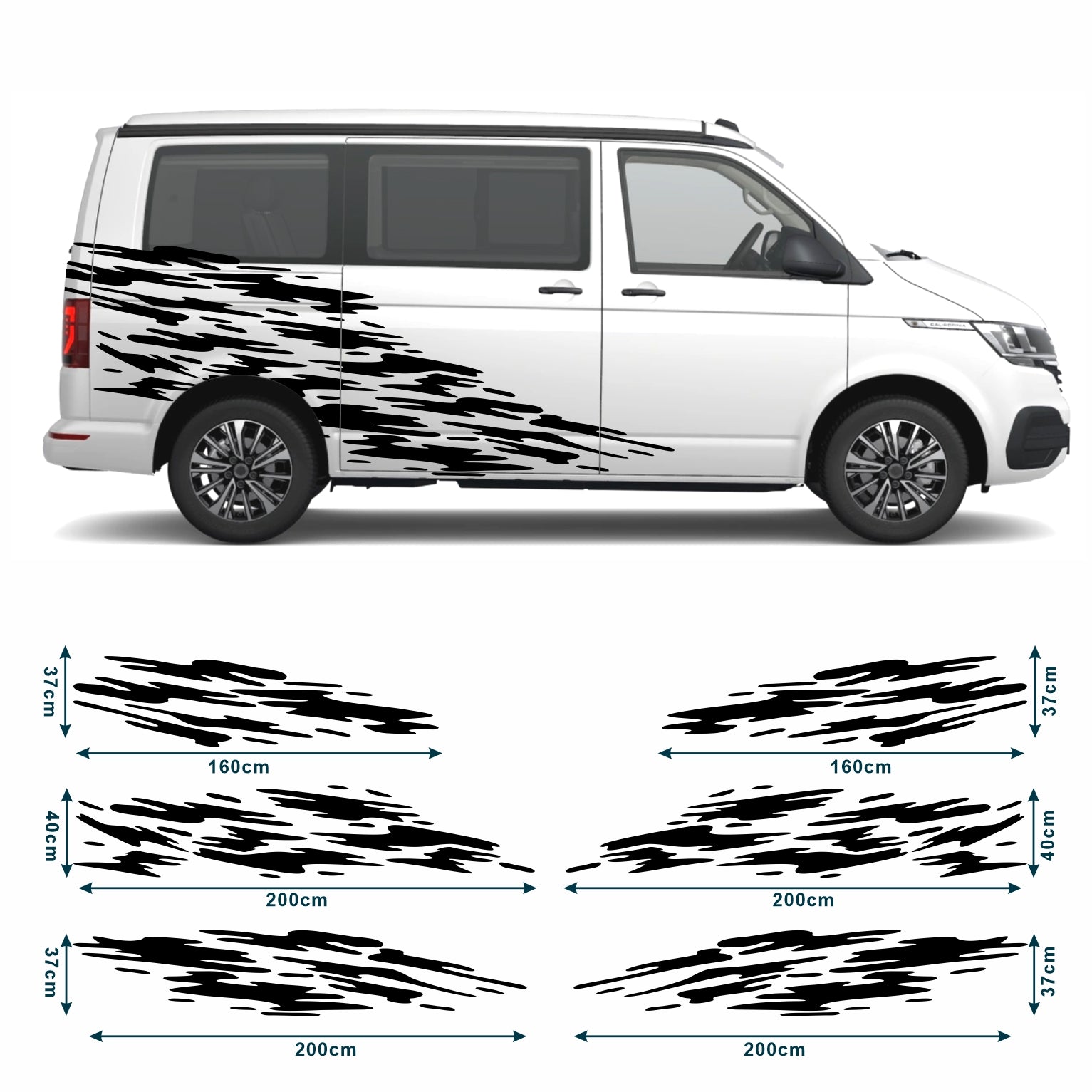 Seitenstreifen Aufkleber "Splash Style" passend für VW T6.1, T6, T5, Multivan, Bulli, Transporter - FOTOFOL