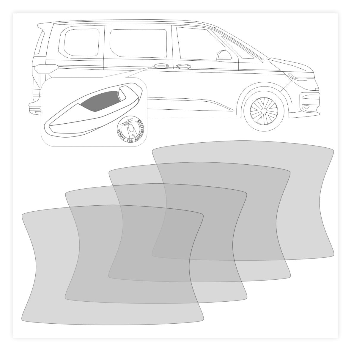 Schutzfolien Auto 4-er Set Griffmulden - Lackschutzfolien zum Schutz vor Kratzern - transparent passend für VW T7 Multivan - FOTOFOL