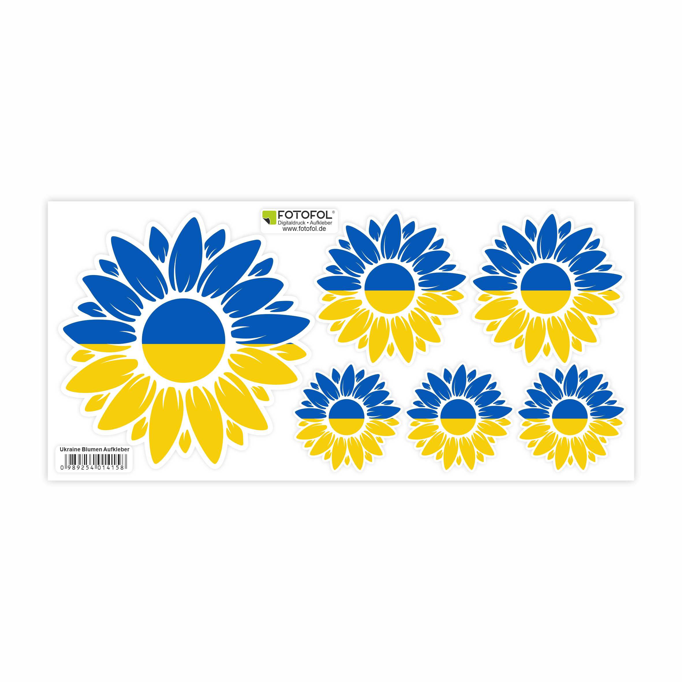Ukraine Aufkleber Set  - Fahne Flagge Karte Blumen Friedenstaube Ukraine - FOTOFOL