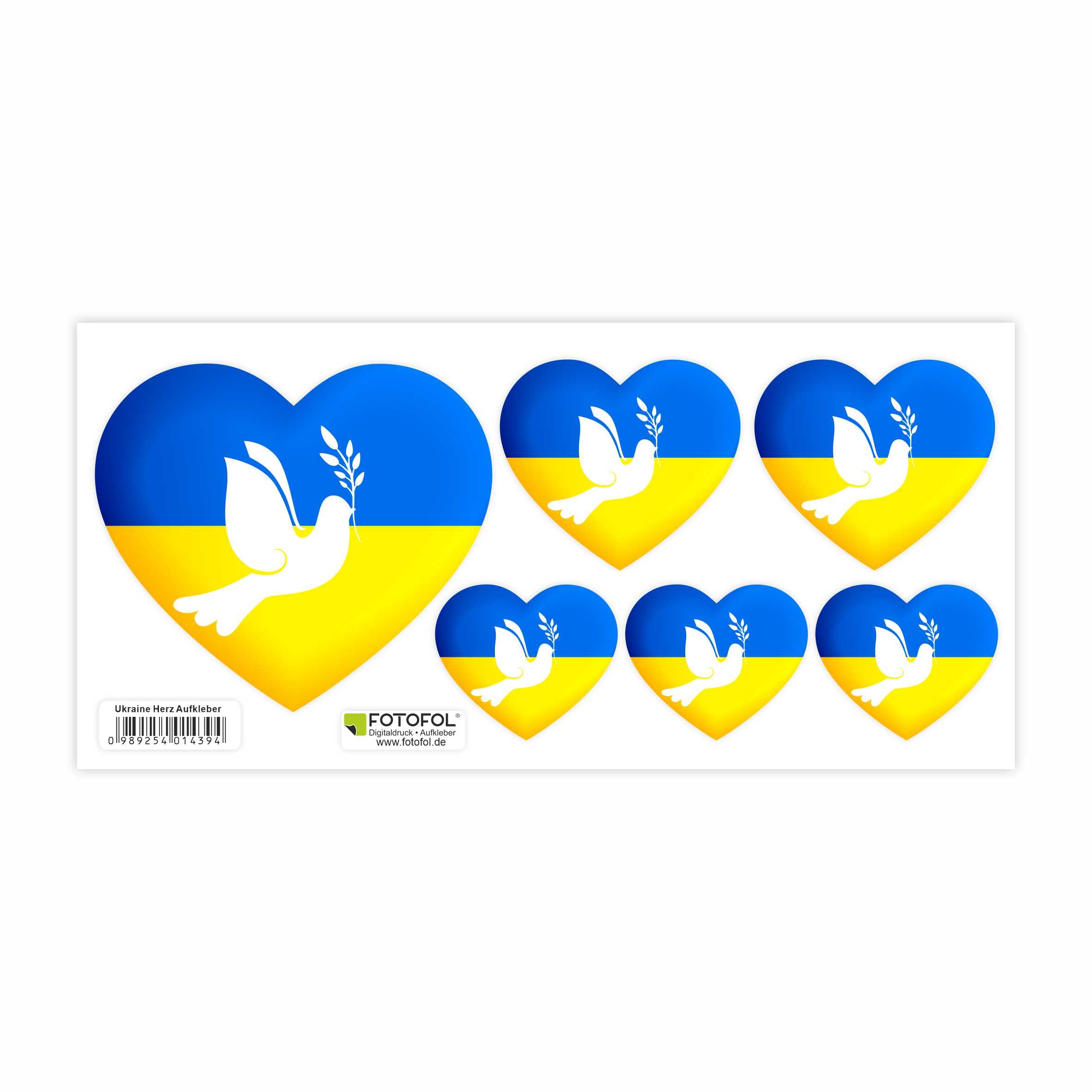 Ukraine Aufkleber Set  - Fahne Flagge Karte Blumen Friedenstaube Ukraine - FOTOFOL