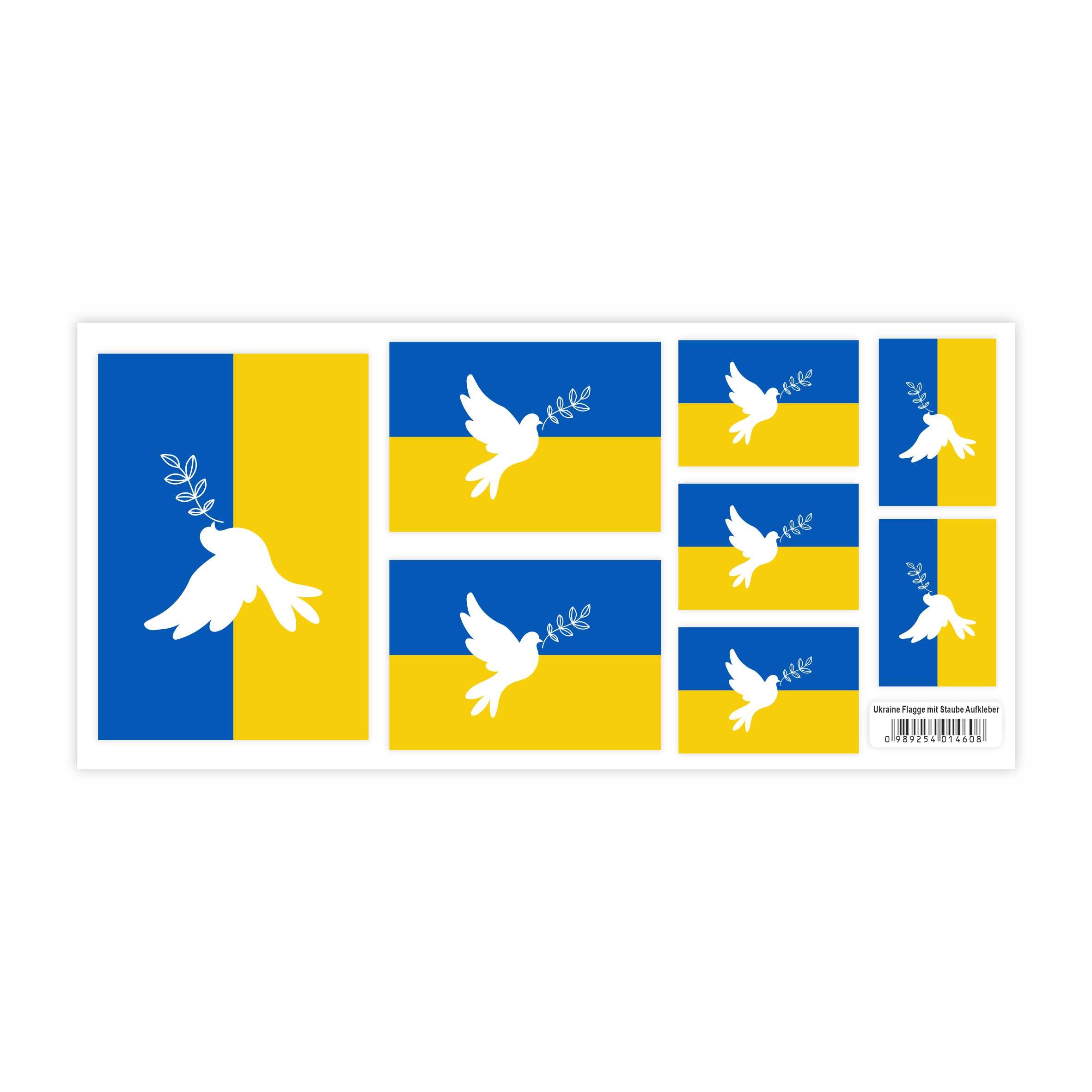 Ukraine Aufkleber Set  - Fahne Flagge Karte Blumen Friedenstaube Ukraine - FOTOFOL