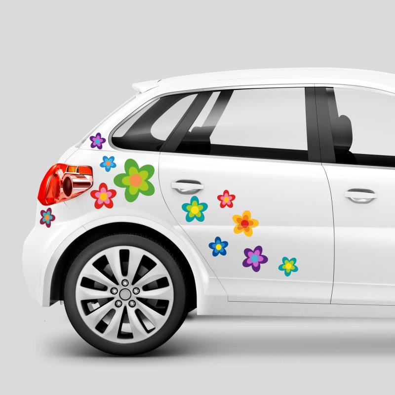 13 Aufkleber Auto Hippie Blumen Flower Power Sommer - FOTOFOL