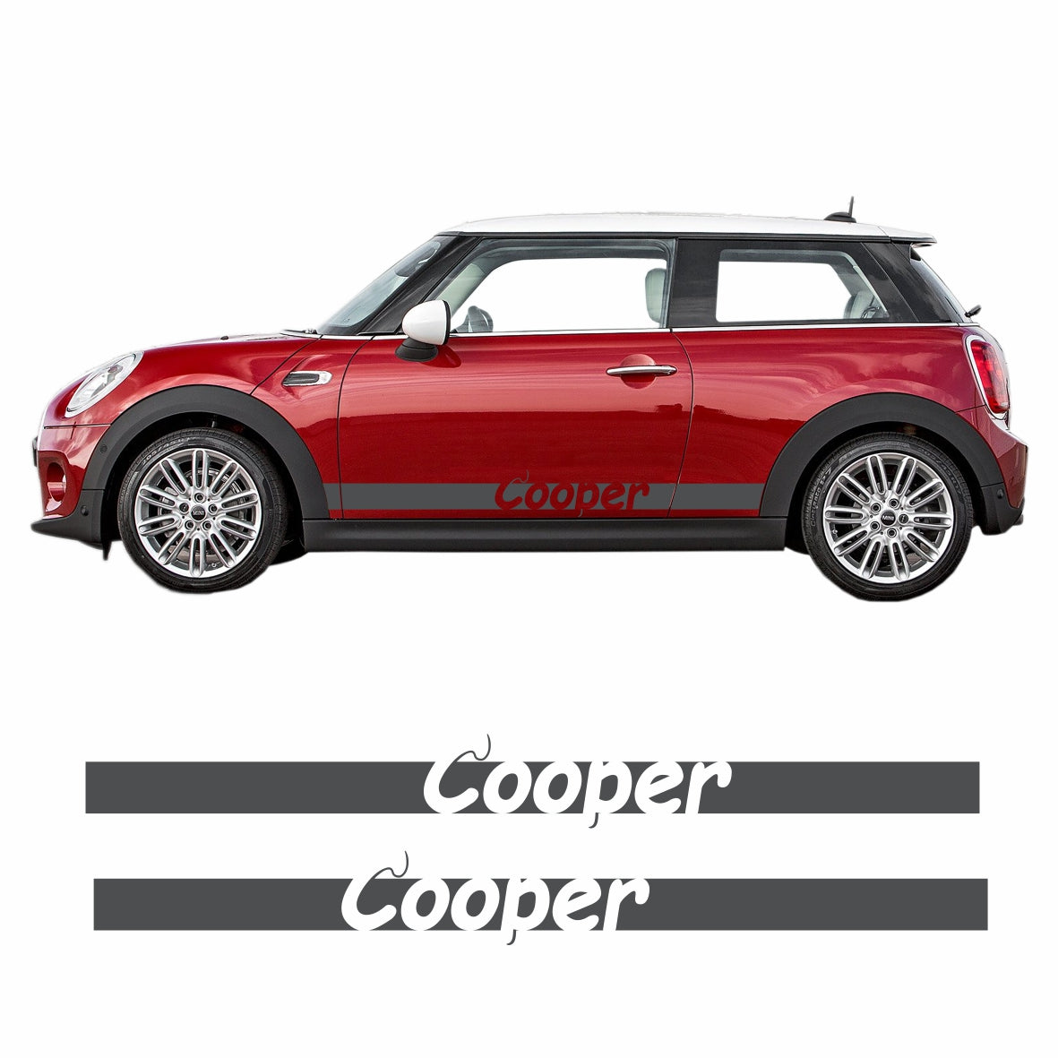 Seitenstreifen Mini Cooper "Cooper" Aufkleber  Auto Sticker 180 x 19 cm - FOTOFOL