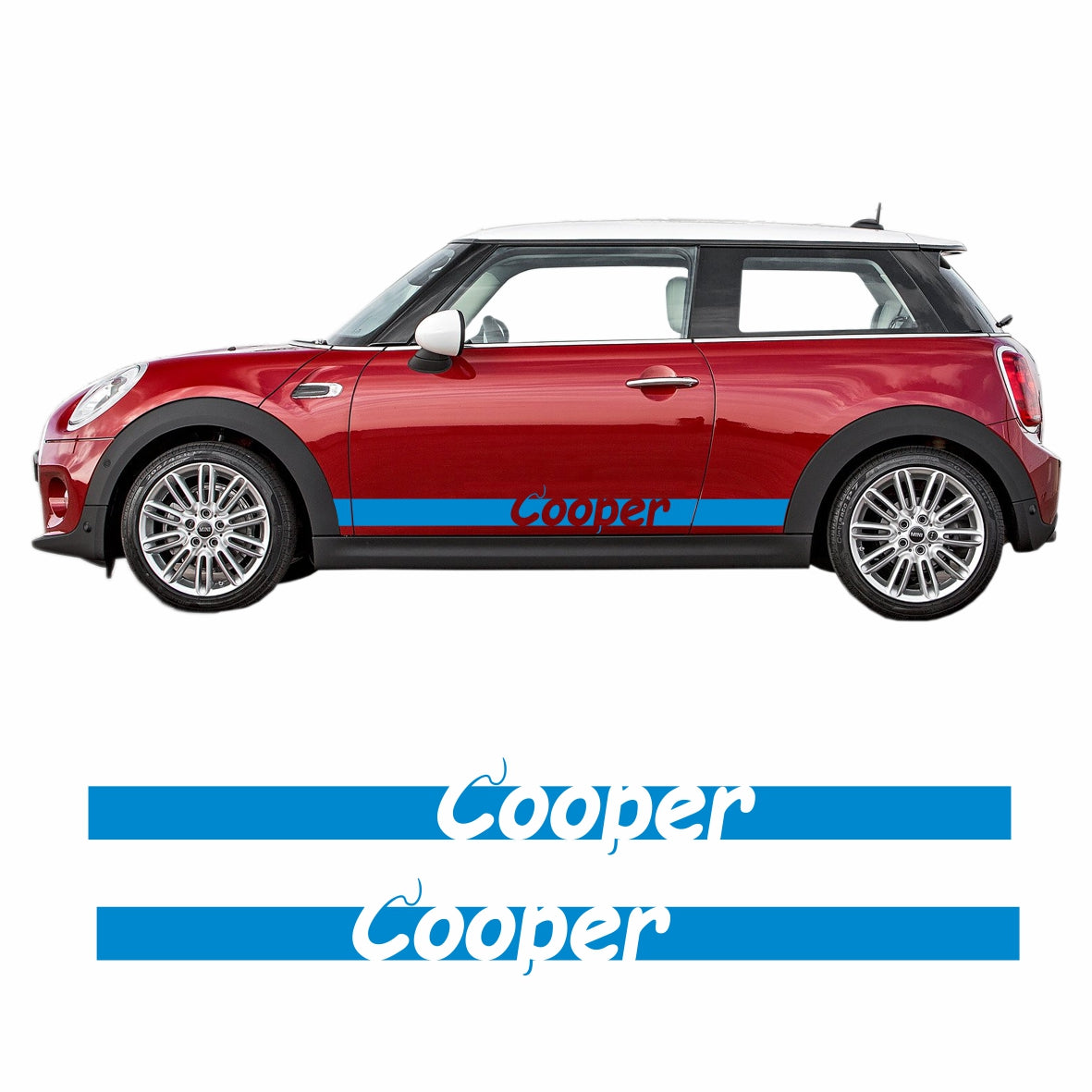 Seitenstreifen Mini Cooper "Cooper" Aufkleber  Auto Sticker 180 x 19 cm - FOTOFOL