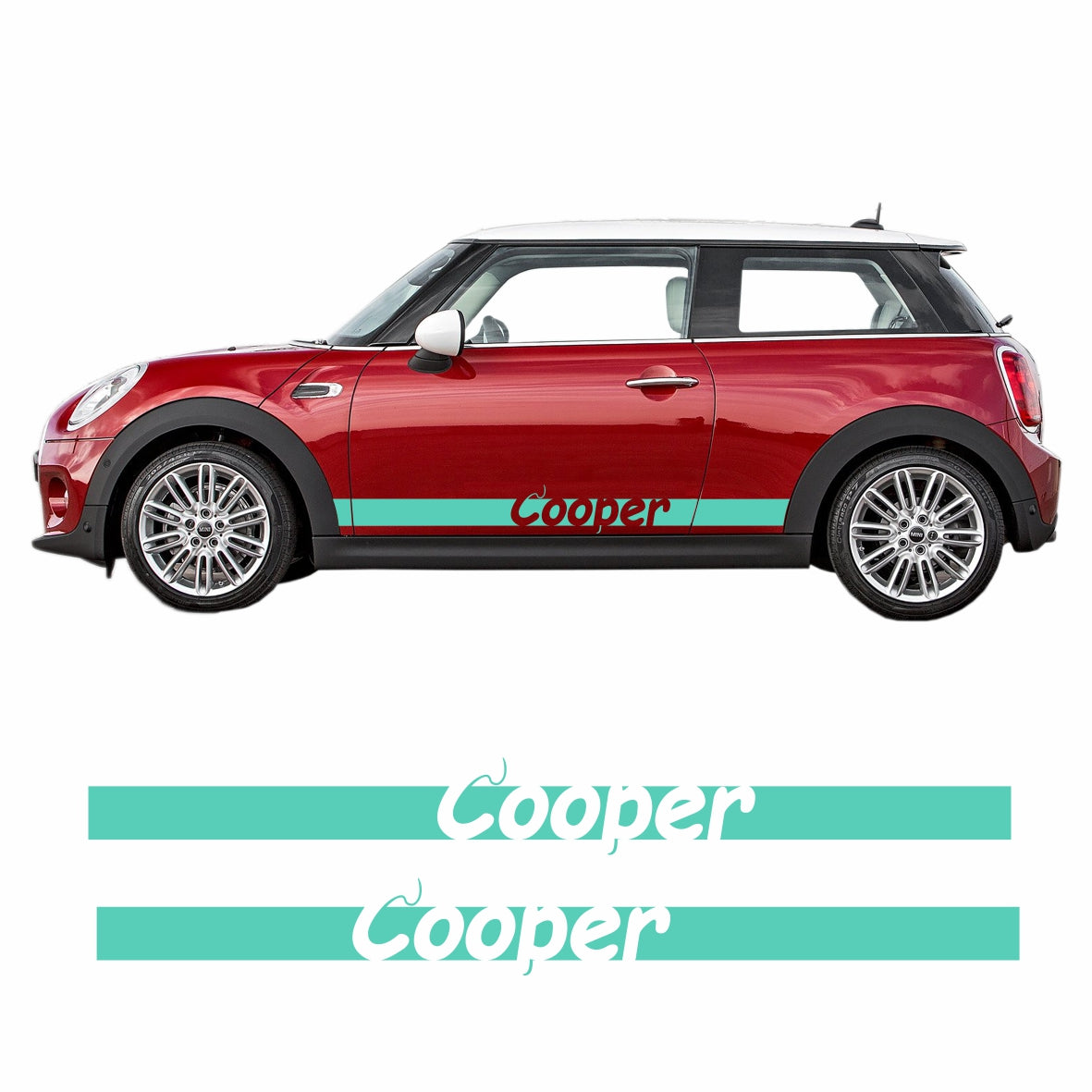 Seitenstreifen Mini Cooper "Cooper" Aufkleber  Auto Sticker 180 x 19 cm - FOTOFOL