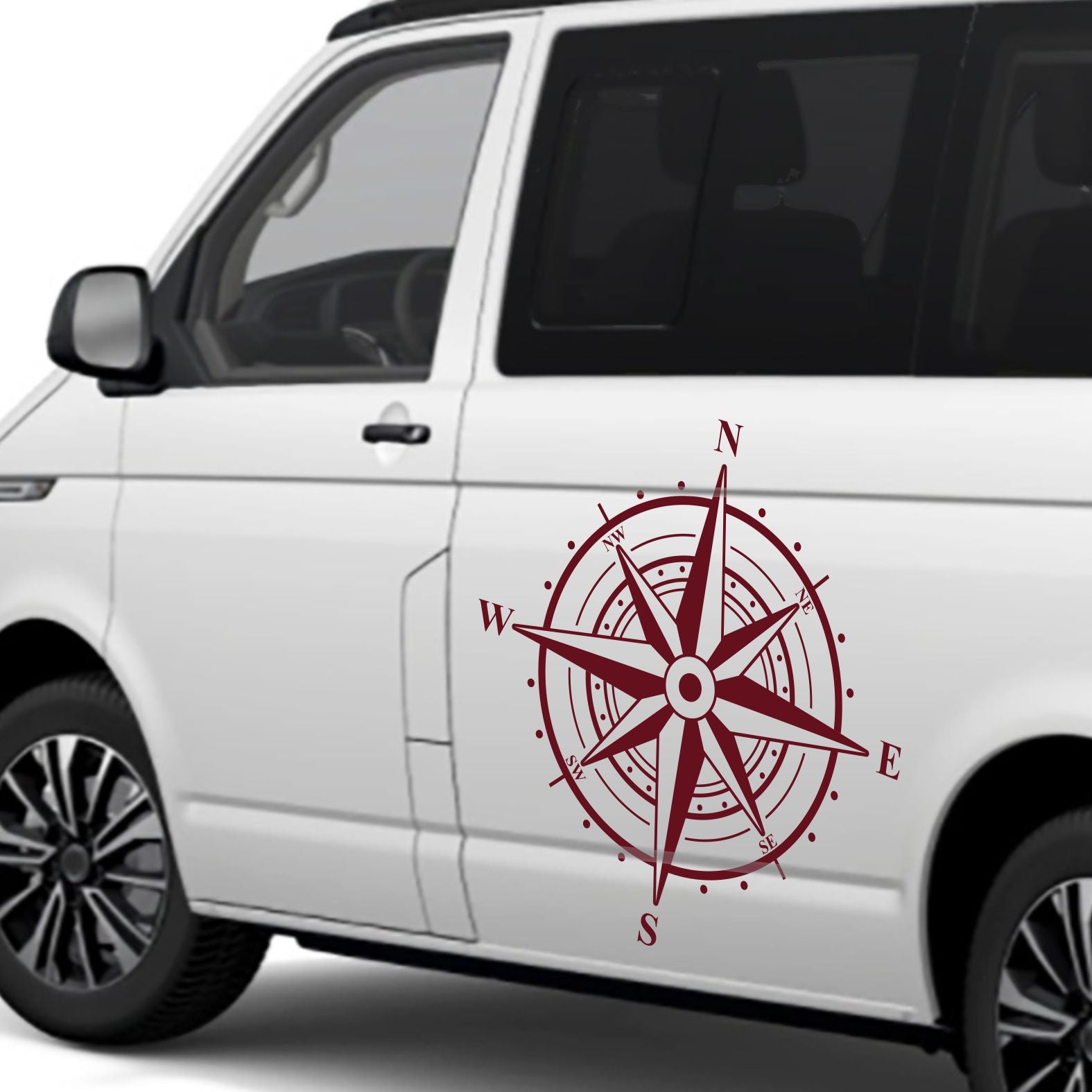 Aufkleber Kompass Windrose 110x110cm - Aufkleber für Camper, Wohnmobil, Wohnwagen Fahrzeuge Karosserie - Offroad Sticker - Abenteuer Urlaub - FOTOFOL