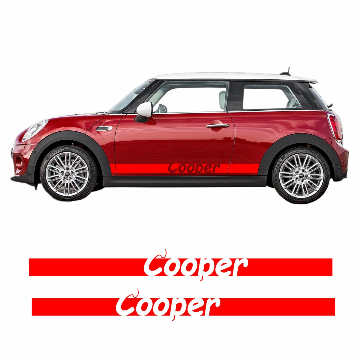 Seitenstreifen Mini Cooper "Cooper" Aufkleber  Auto Sticker 180 x 19 cm - FOTOFOL