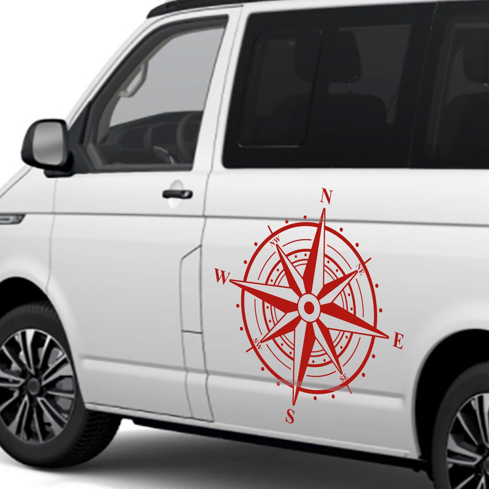 Aufkleber Kompass Windrose 110x110cm - Aufkleber für Camper, Wohnmobil, Wohnwagen Fahrzeuge Karosserie - Offroad Sticker - Abenteuer Urlaub - FOTOFOL