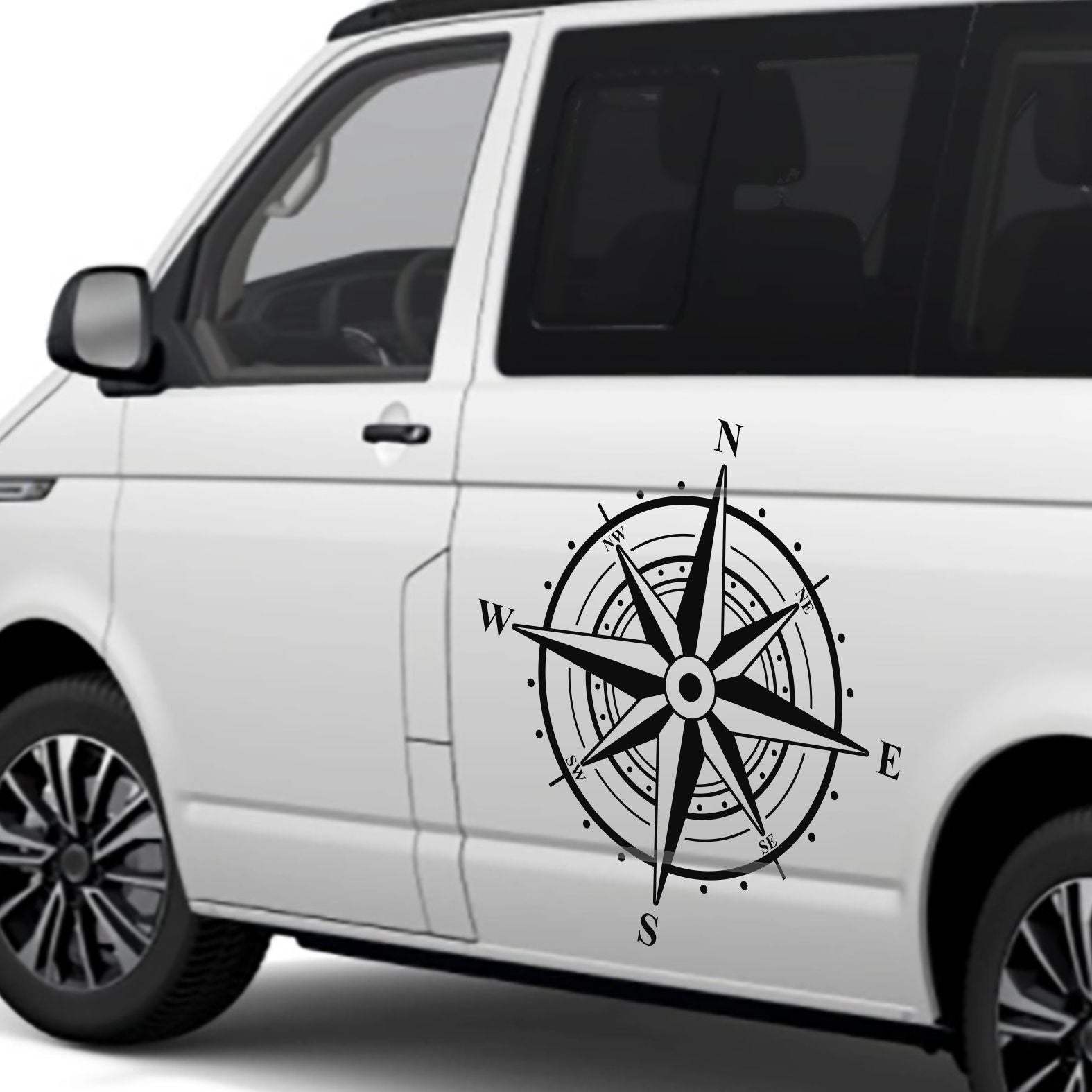 Aufkleber Kompass Windrose 110x110cm - Aufkleber für Camper, Wohnmobil, Wohnwagen Fahrzeuge Karosserie - Offroad Sticker - Abenteuer Urlaub - FOTOFOL