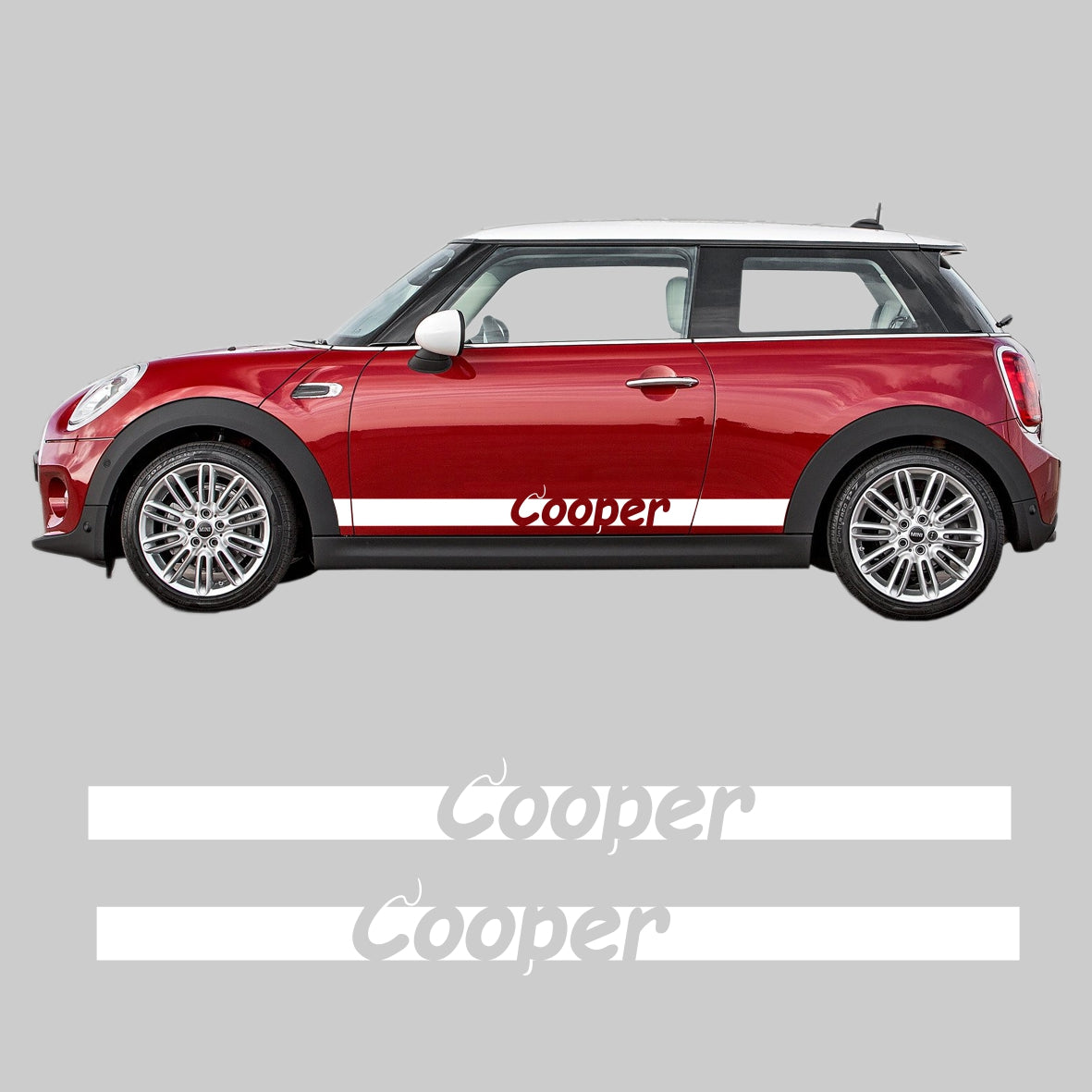 Seitenstreifen Mini Cooper "Cooper" Aufkleber  Auto Sticker 180 x 19 cm - FOTOFOL